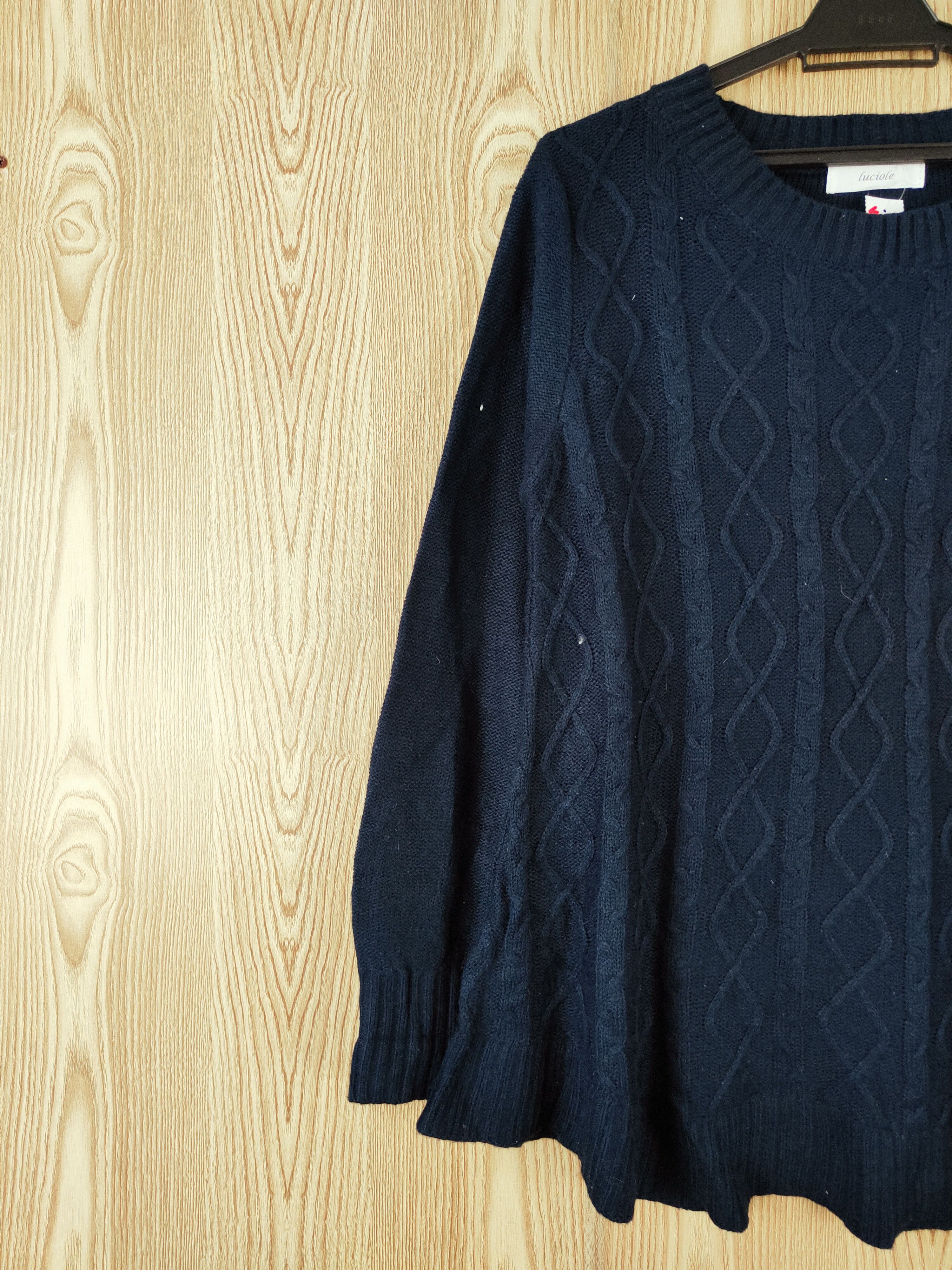 Aran Isles Knitwear × Japanese Brand × Vintage Luciole Navy Knitwear Blouses#W482 Size L / US 10 / IT 46 - 3 Thumbnail
