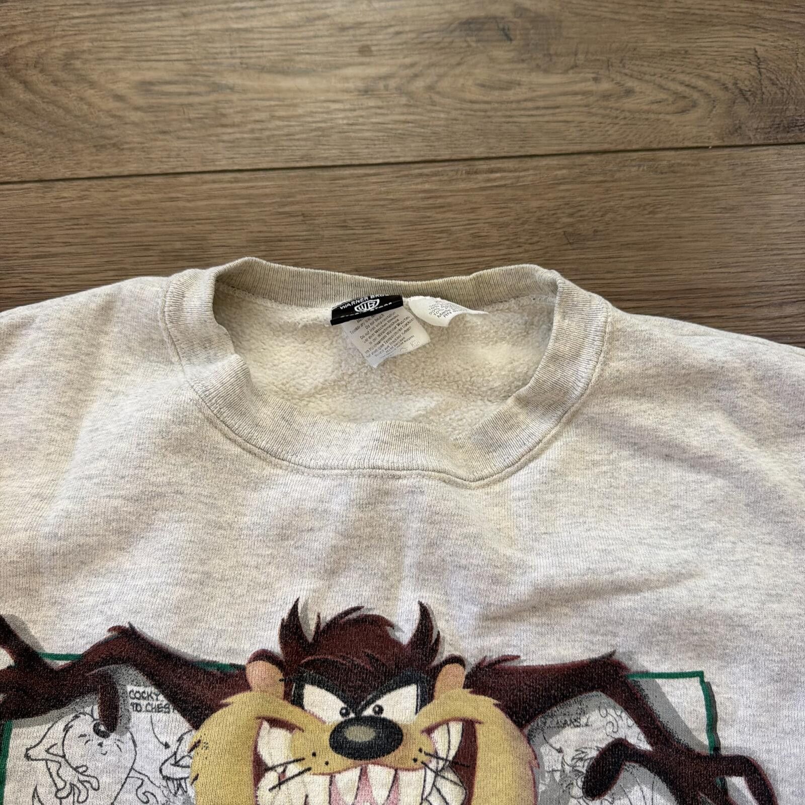 Warner Bros Vintage 90s Taz Looney Tunes Warner Bros Grey Pullover XL Size US XL / EU 56 / 4 - 4 Thumbnail