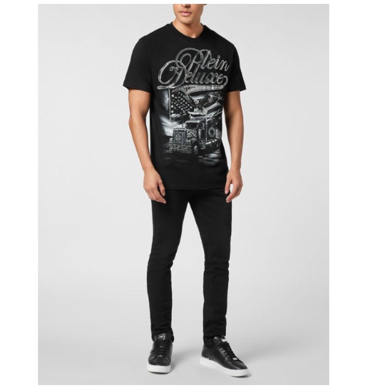 Philipp Plein Philipp Plein Black Plein Truck Stones Round Neck T-Shirt M Size US M / EU 48-50 / 2 - 11 Thumbnail