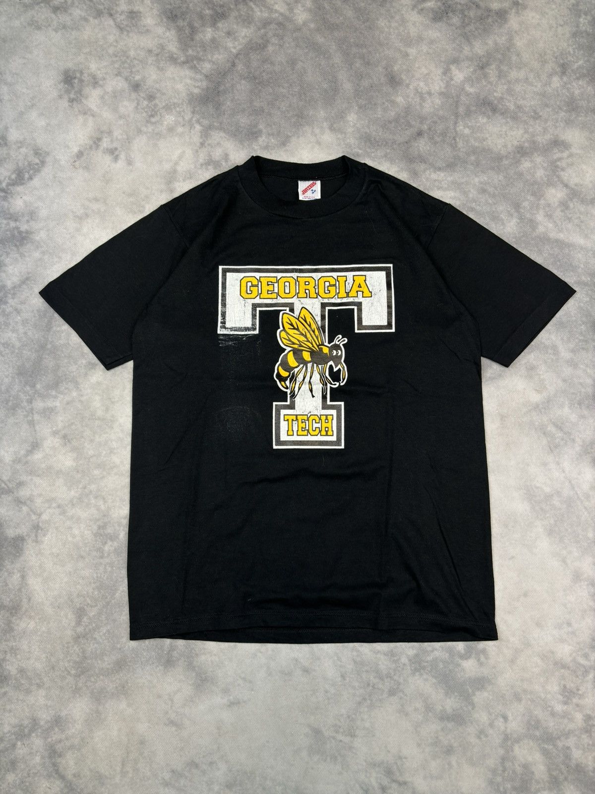 Vintage Vintage 90s Georgia Tech Yellow T-Shirt Single Stitch Black Size US S / EU 44-46 / 1 - 1 Thumbnail