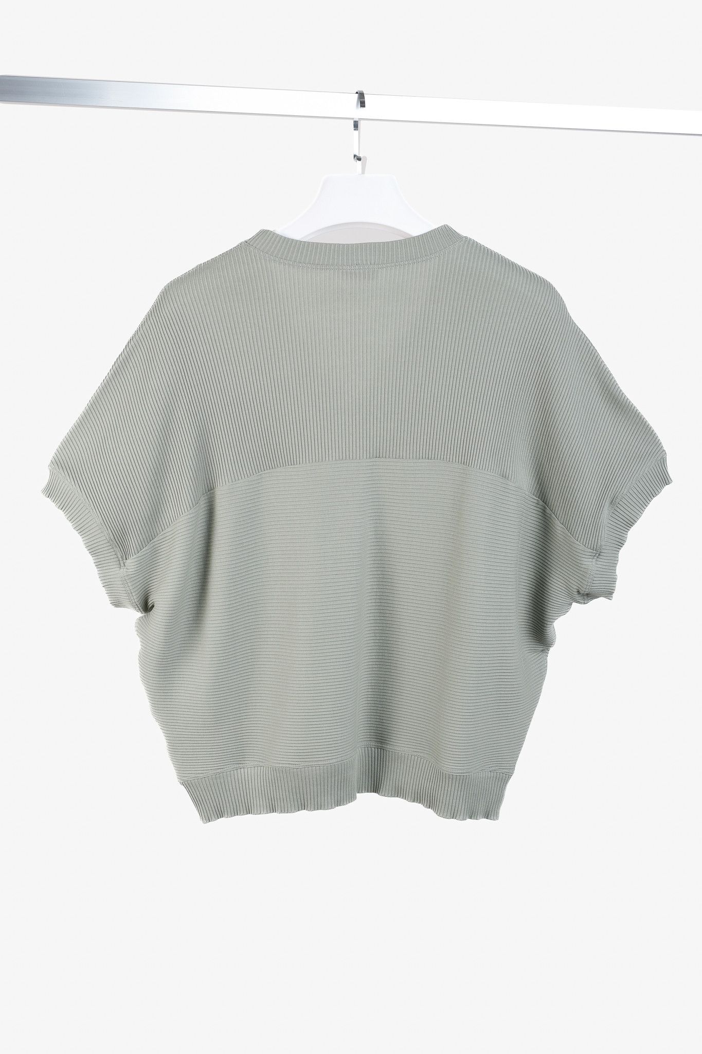 Brunello Cucinelli Brunello Cucinelli Monili Trim Ribbed V-Neck Cotton Tee Size L / US 10 / IT 46 - 2 Thumbnail