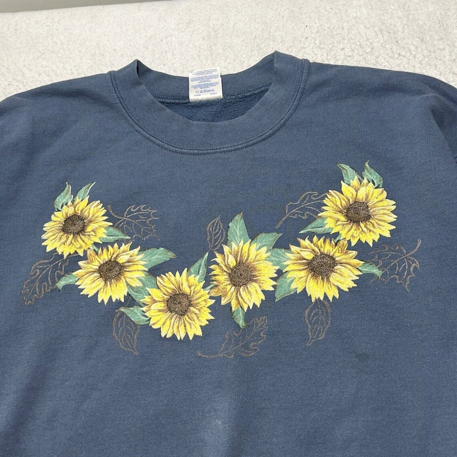 Gildan Gildan Heavy Blend Sunflowers Crewneck Sweatshirt Blue Size L / US 10 / IT 46 - 2 Thumbnail