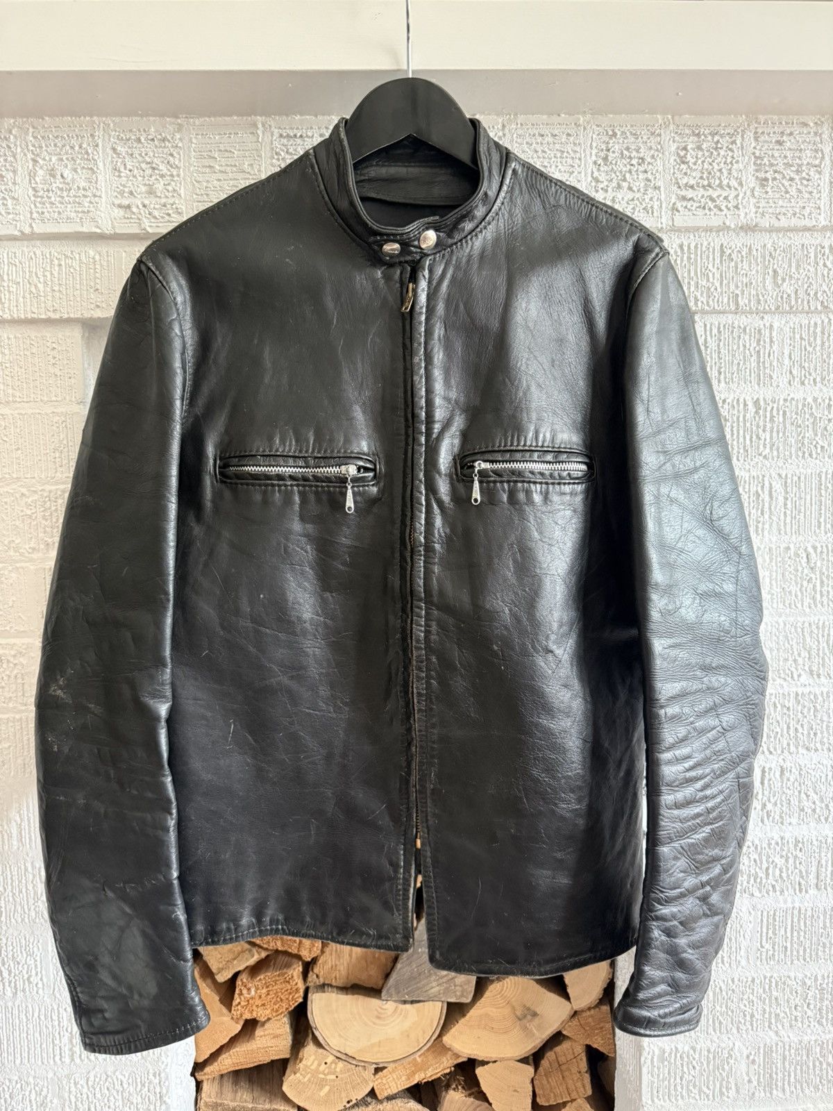 Brooks Vintage BROOKS Cafe Racer 60s Black Leather Jacket sz 40/M Size US M / EU 48-50 / 2 - 1 Thumbnail