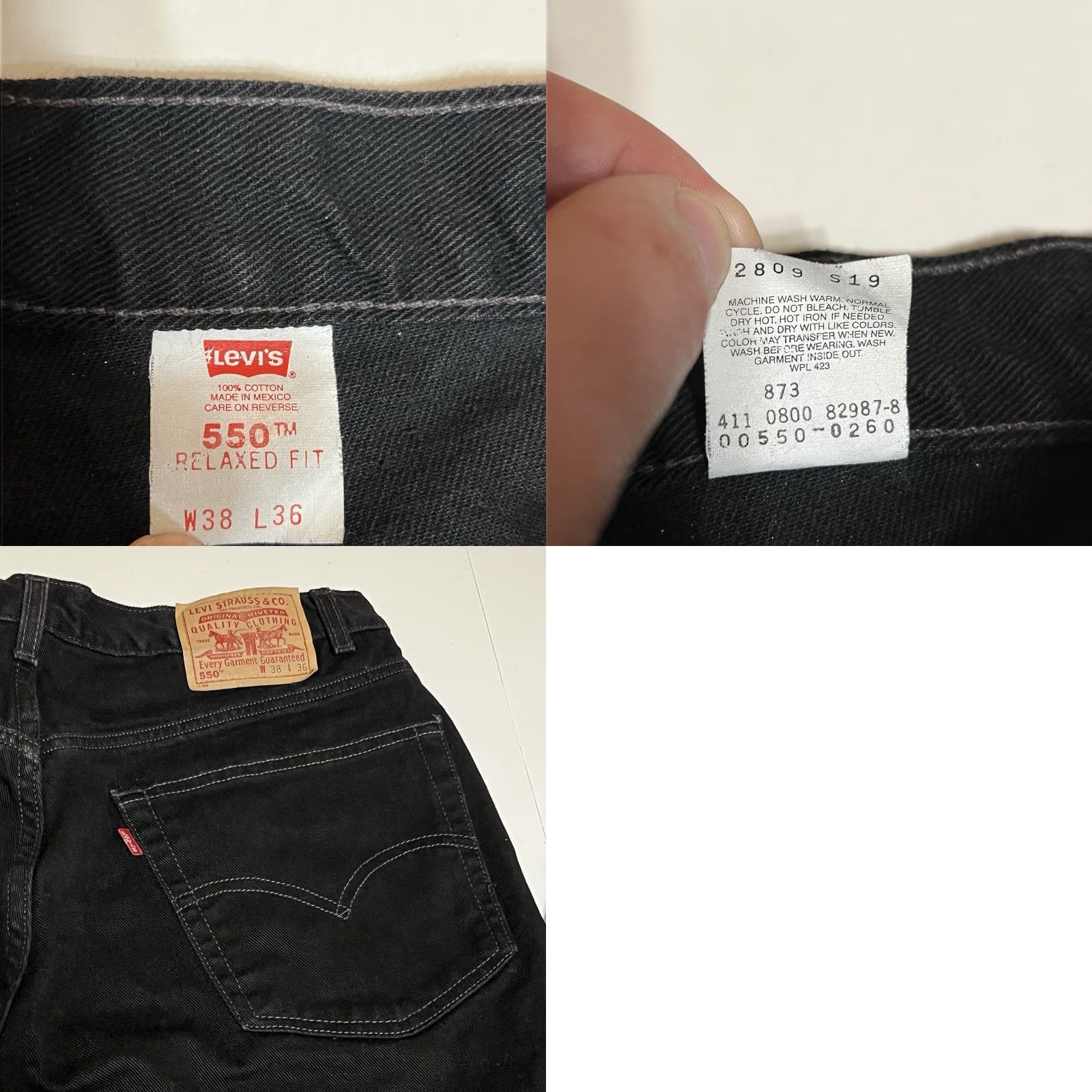 VINTAGE Levi's 550 Jeans Men's 36x34 Black Denim Relaxed Fit 5