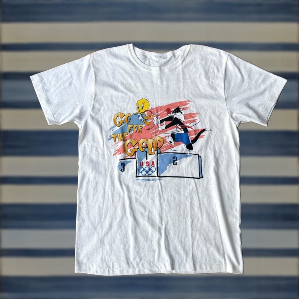 Vintage VINTAGE Looney Tunes Olympics 1996 Gold T-Shirt Women’s Medium Tweety Sylvester Size M / US 6-8 / IT 42-44 - 1 Thumbnail