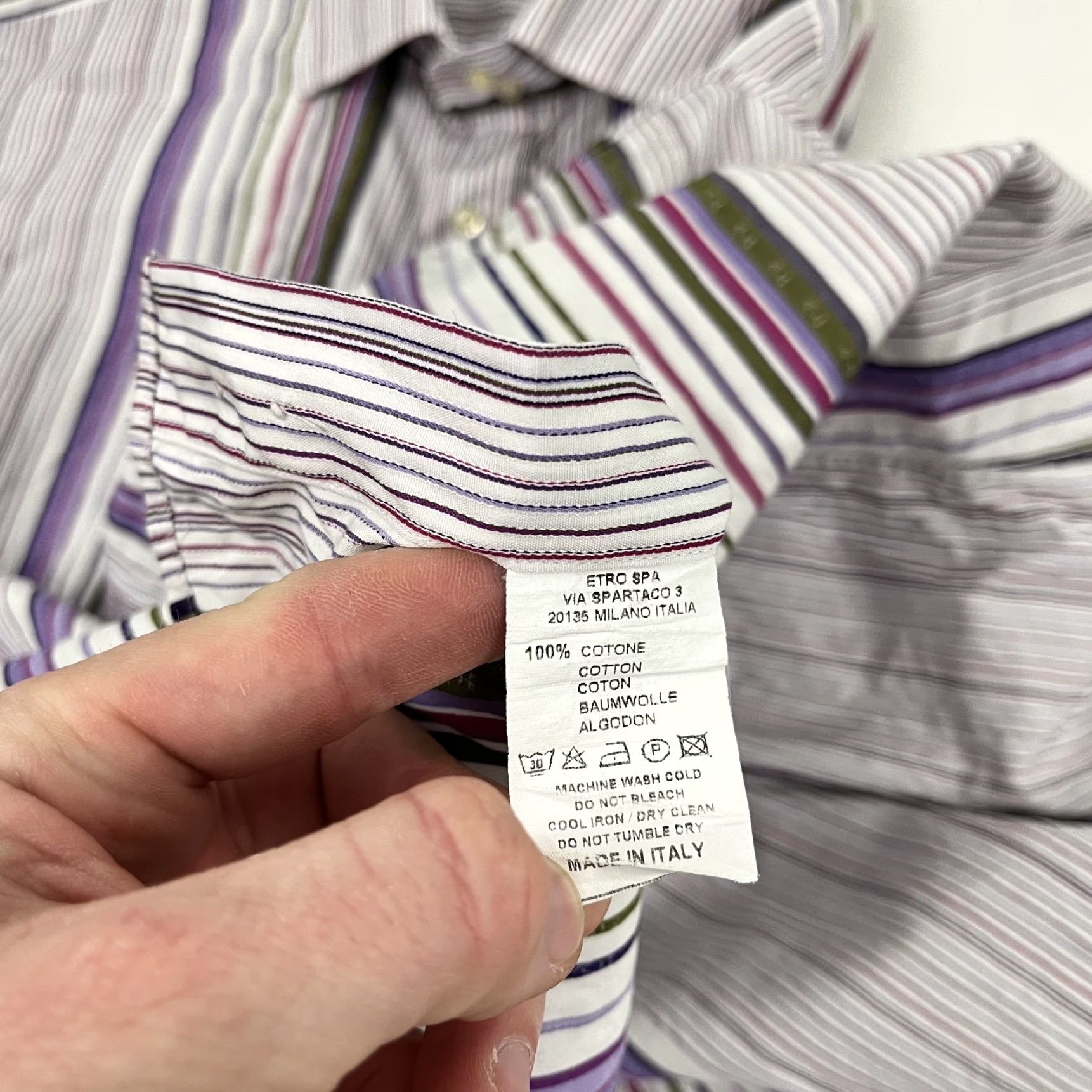 Etro ETRO Milano Shirt Sz 42 MultiColor Striped Dress Up Preppy Casual Italy L/S Mens Size US XL / EU 56 / 4 - 7 Thumbnail