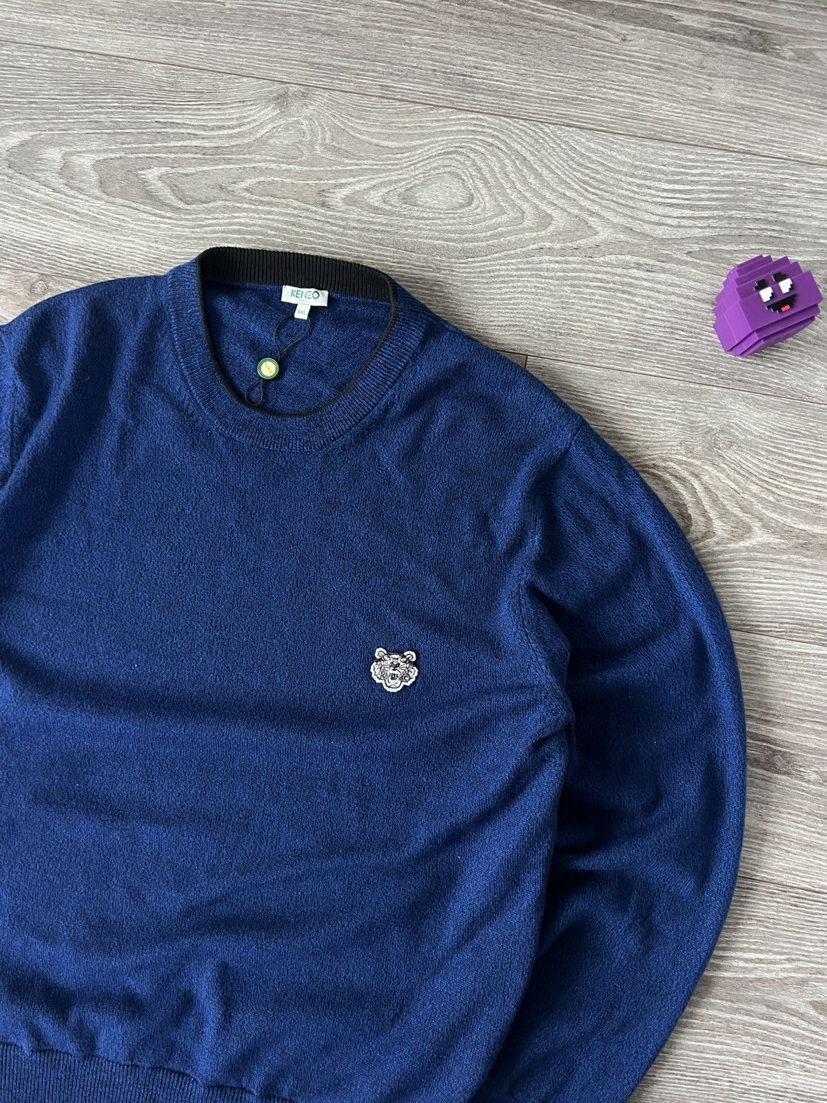 Kenzo Rare Wool Kenzo Embroidered Logo Luxuxry Blue Sweater Size US XXL / EU 58 / 5 - 4 Thumbnail