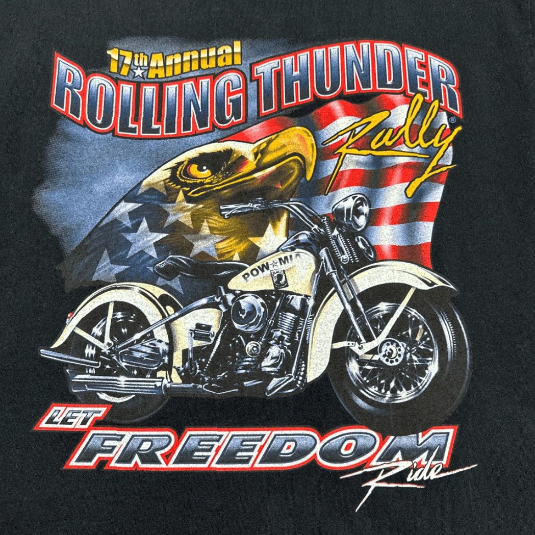 Gildan VINTAGE Rolling Thunder Rally Motorcycle Shirt Adult LARGE Black 2004 Y2K Biker Gildan T-Shirt Men XS- XL Size US L / EU 52-54 / 3 - 3 Thumbnail