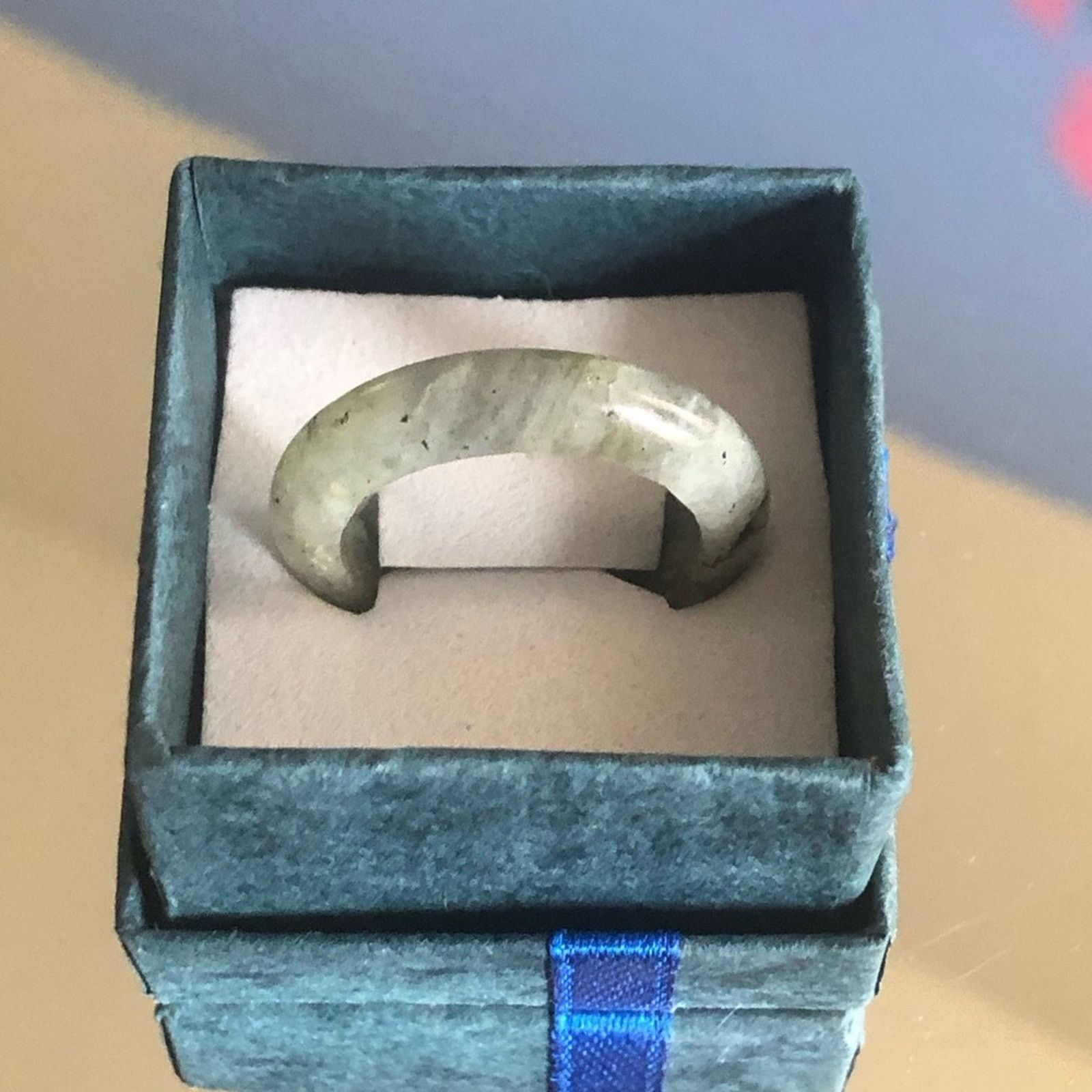 Handmade Handcrafted genuine labradorite stone band ring 9 Size ONE SIZE - 1 Thumbnail