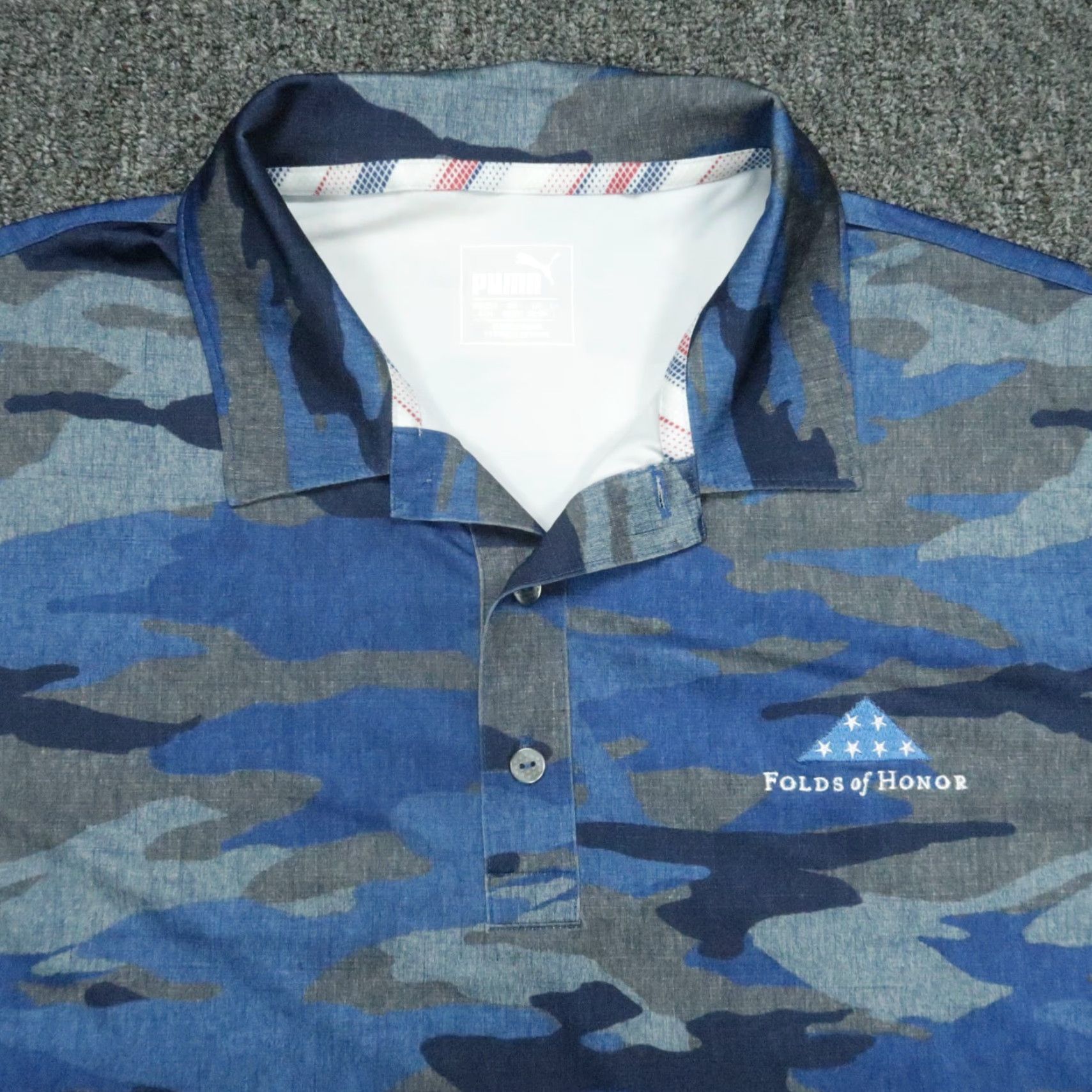 Puma Puma Polo Shirt Men Medium Blue Camouflage Polo Volition America Folds Of Honor Performance Golf Breathable Lightweight Stretch Shirt Size US M / EU 48-50 / 2 - 2 Thumbnail