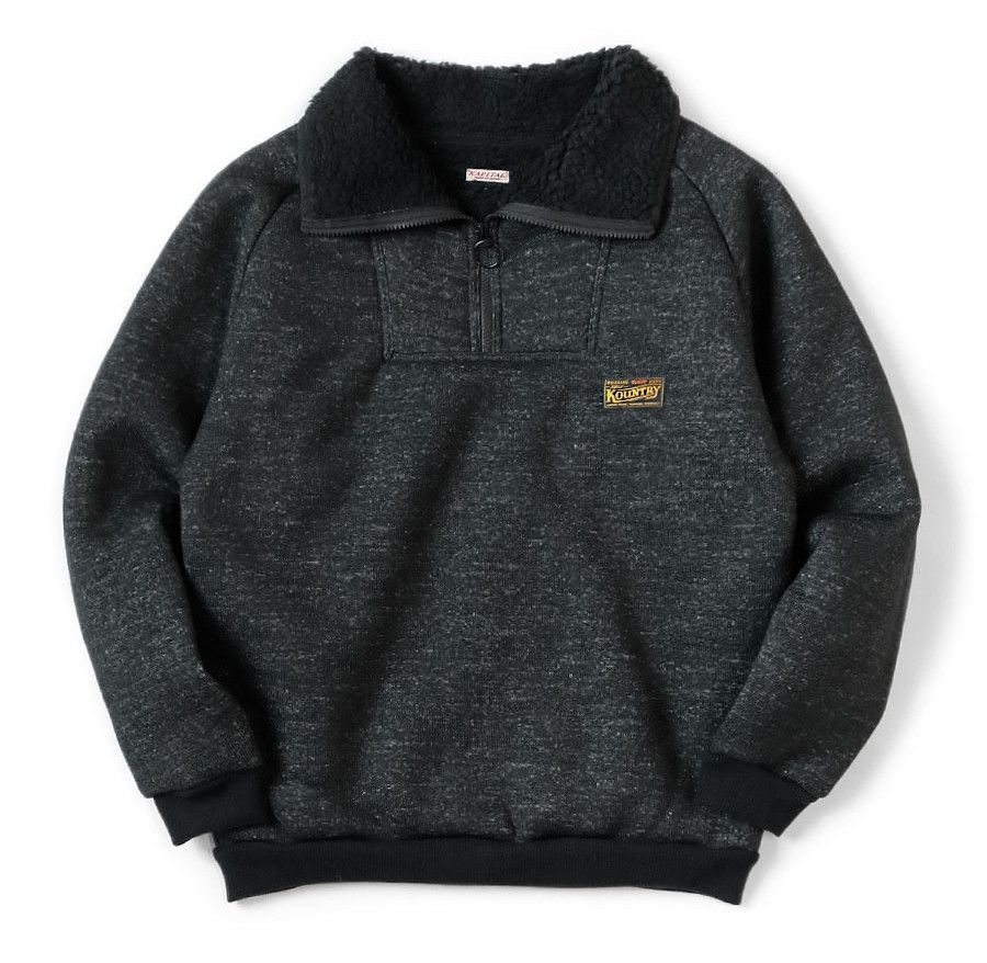 KAPITAL kountry boa fleece zip alpine pullover new black 4