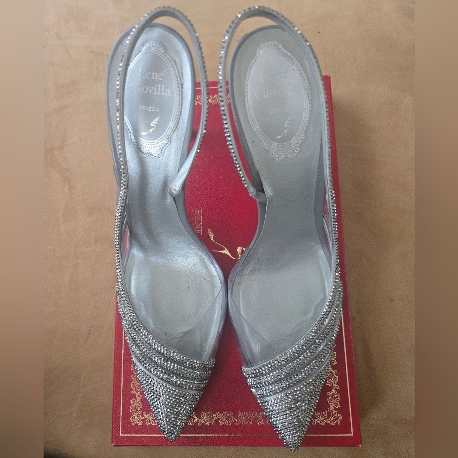 Rene Caovilla Rene Caovilla Naomi Gery Satin/ Light Chrome Strass Size 39 Size US 9 / IT 39 - 2 Thumbnail
