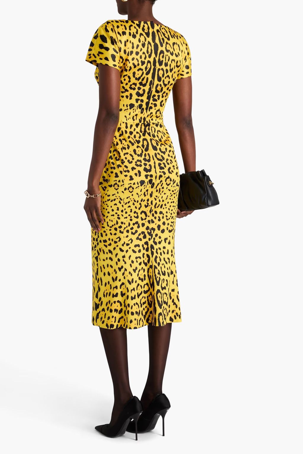 Dolce & Gabbana o1y0825 Leopard-Print Midi Dress in Yellow/Black Size XS / US 0-2 / IT 36-38 - 3 Thumbnail