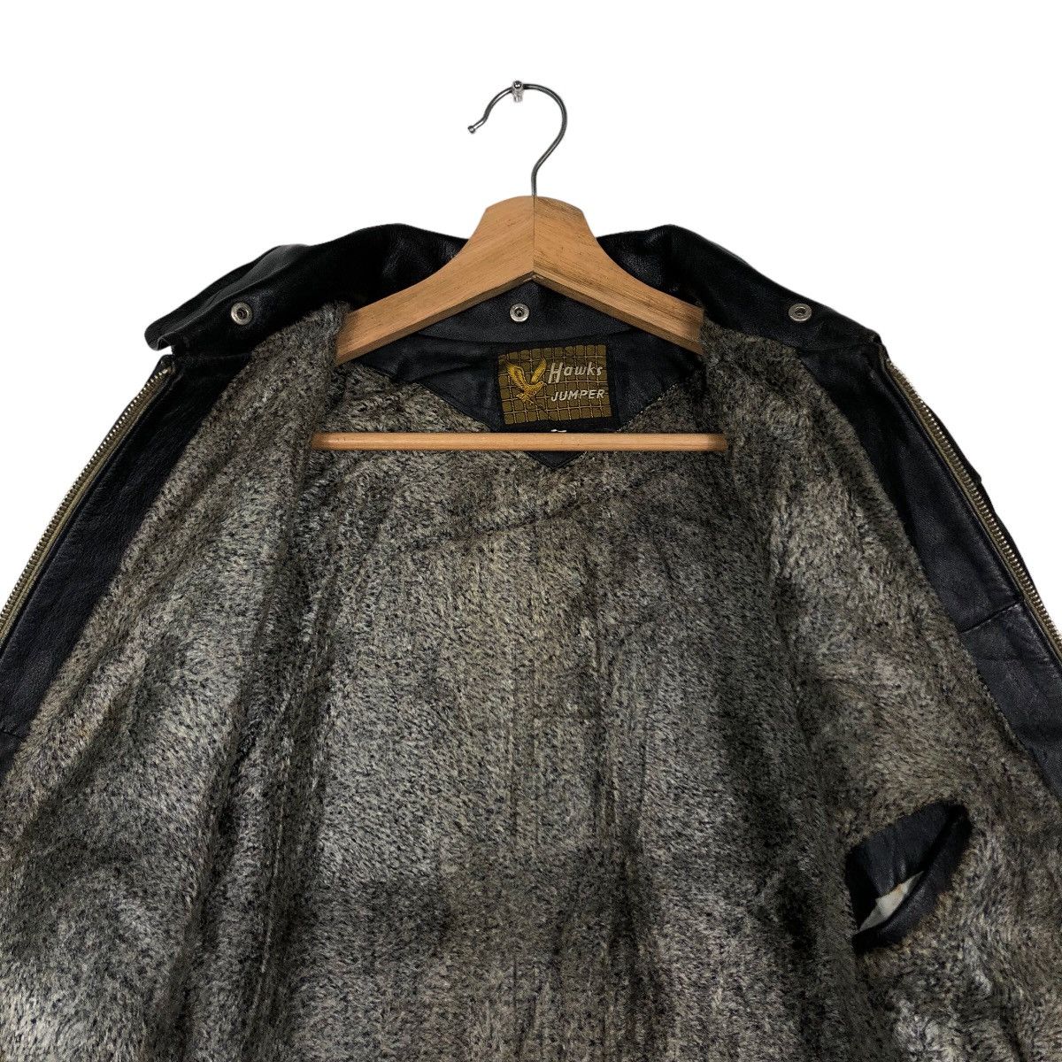 Japanese Brand 🔥90’s Bomber Leather Jacket Iconic Black Hawks Jumper Japan Size US M / EU 48-50 / 2 - 11 Thumbnail