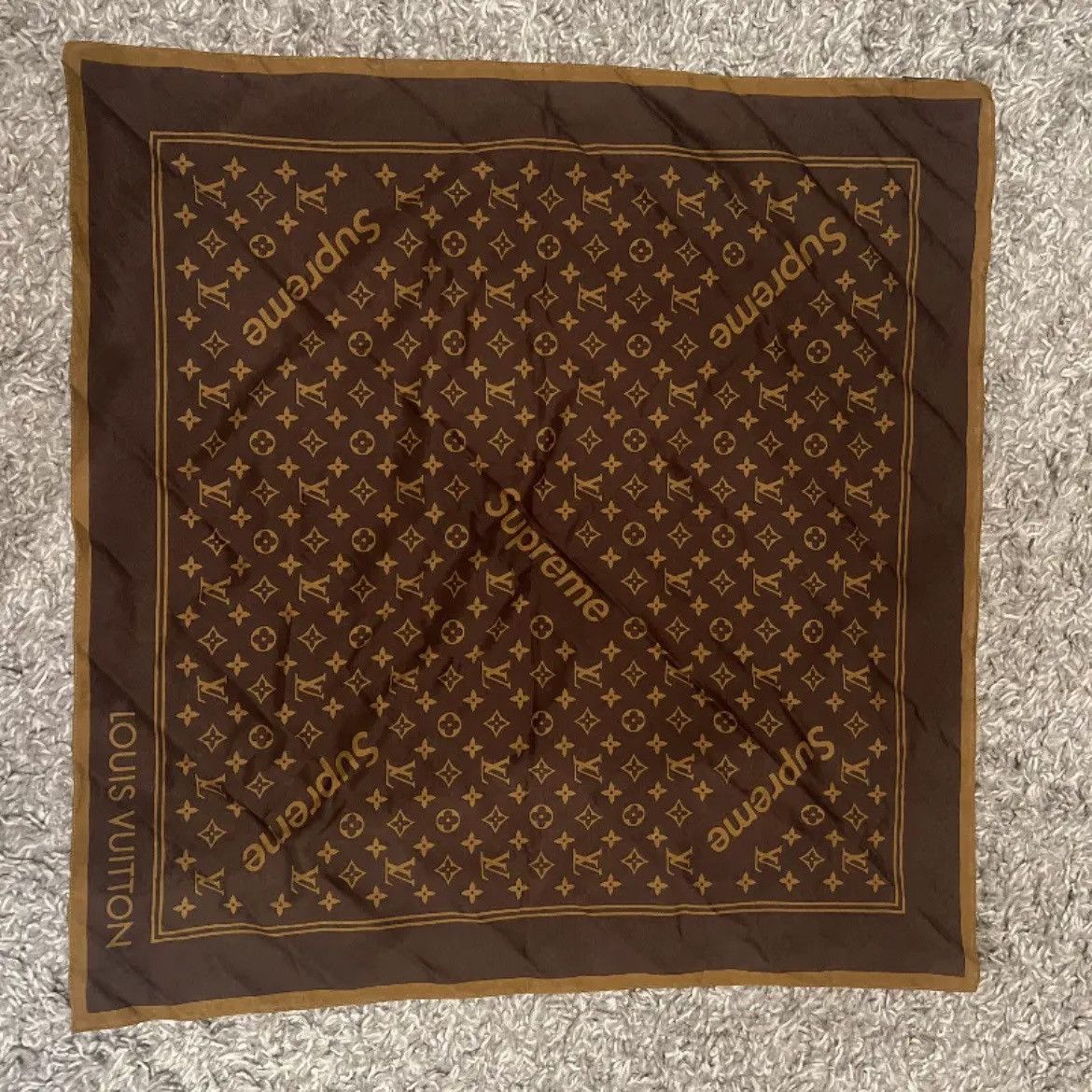 image of Louis Vuitton x Supreme Monogram Bandana in Brown, Men's