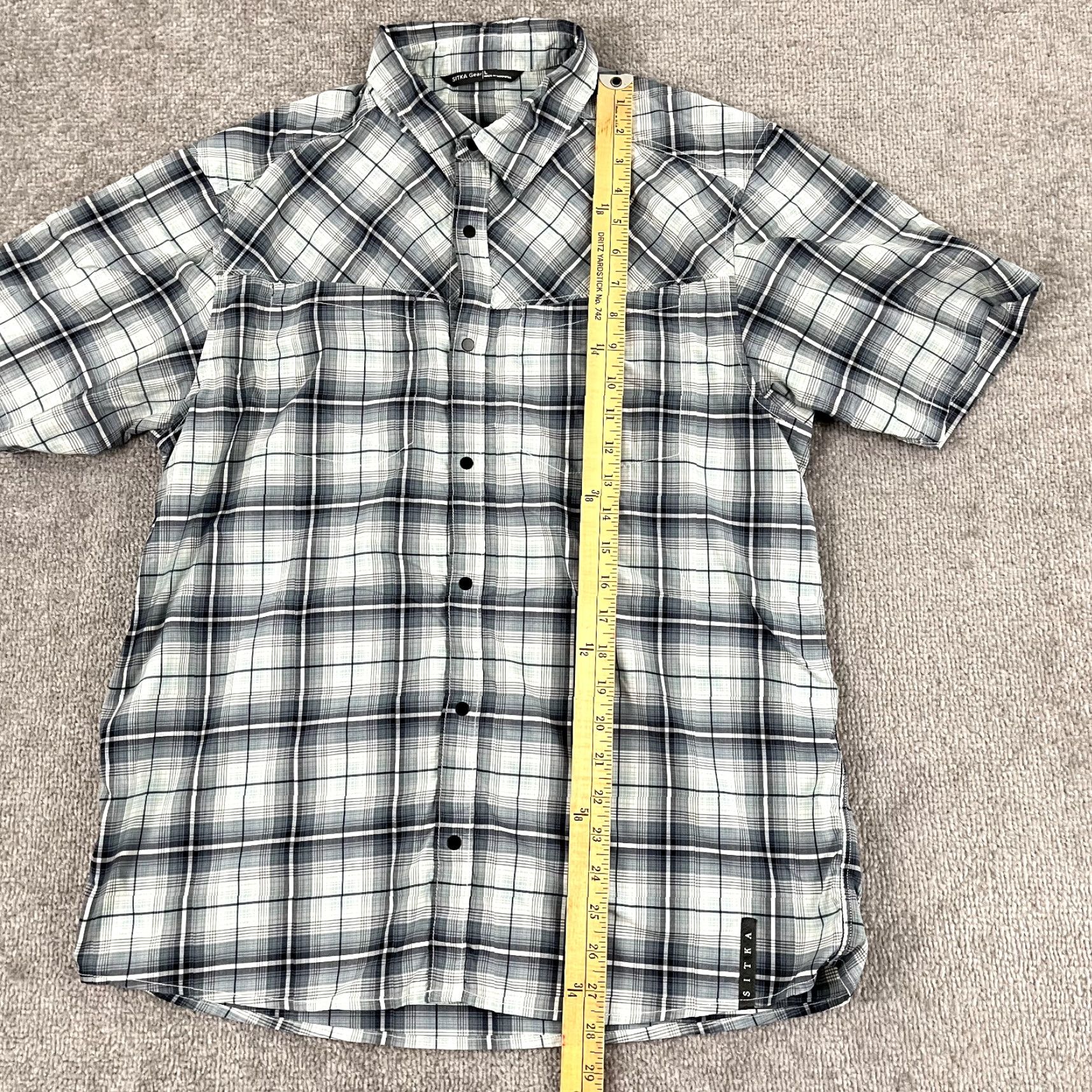 SITKA SITKA Gear Shirt Mens Large Blue Plaid Open Range Snap Up Hunting Short Sleeve Shirt Size US L / EU 52-54 / 3 - 4 Thumbnail