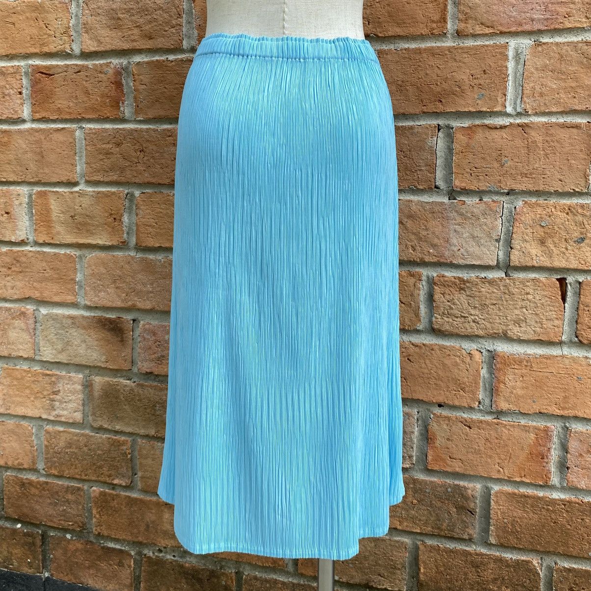 Coneco Sky Blue Pleated Elastic-Waist Skirt