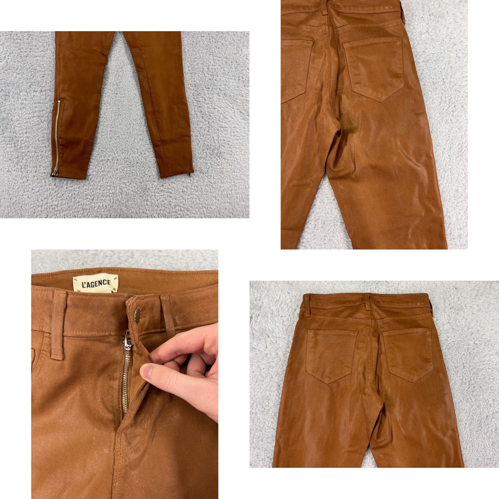 L'AGENCE L'agence L'agence Jeans Women 26 Brown Skinny Ankle Zip Leather Look Denim 5-Pocket Design Vintage No Size 26" / US 2 / IT 38 - 8 Thumbnail
