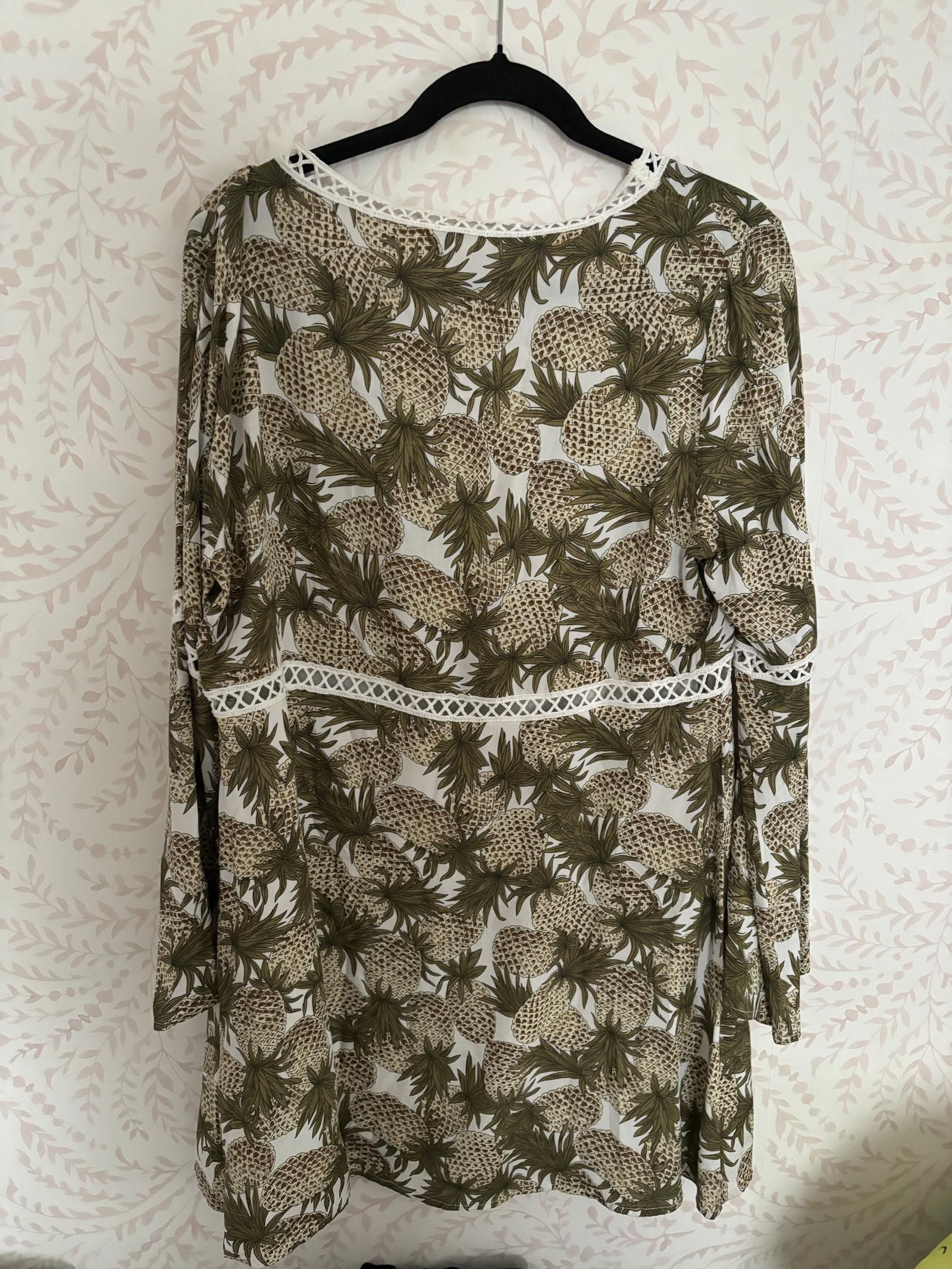 Designer EUC Entro Pineapple Boho Print Shift Dress/Tunic sz L Size L / US 10 / IT 46 - 5 Thumbnail