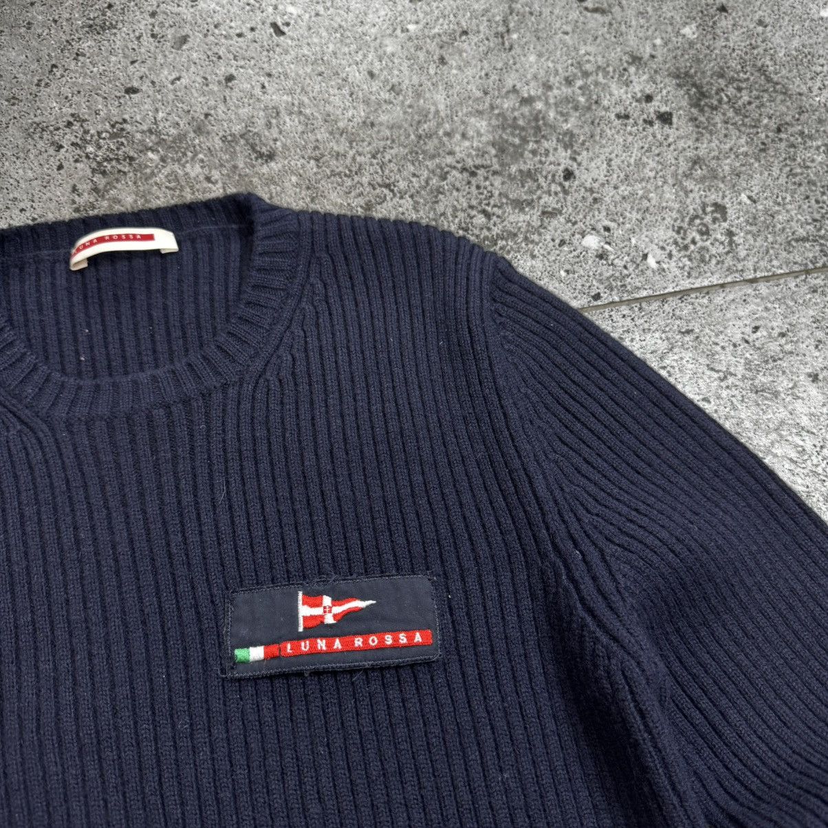 Prada Prada Luna Rossa Vintage Ribbed Navy Wool Men's Sweater Size US M / EU 48-50 / 2 - 6 Thumbnail