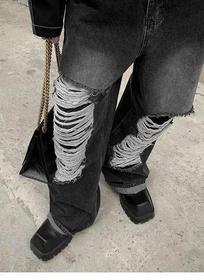 Japanese Brand Baggy distressed ripped wide leg y2k jeans Size US 32 / EU 48 - 5 Thumbnail