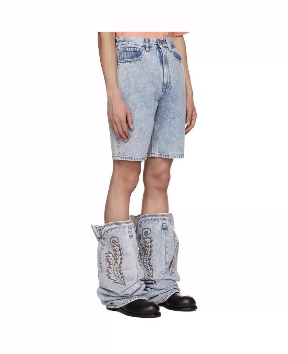Y/Project Y/Project "Cowboy Cuff"Embroidered Deconstructed Denim Jeans Size US 31 - 5 Thumbnail