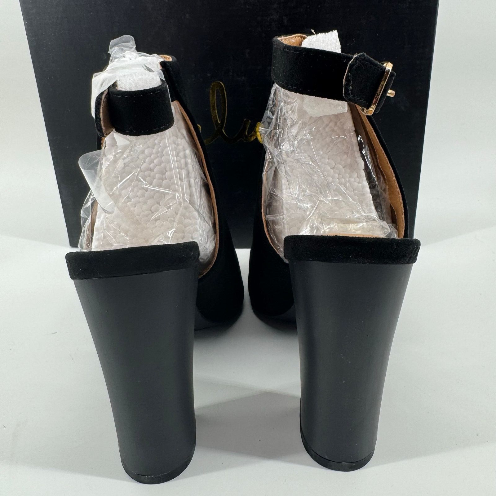 Lulus Lulus Budding Romance Black Peep Toe Slingback Heels 8.5 Size US 8.5 / IT 38.5 - 6 Thumbnail