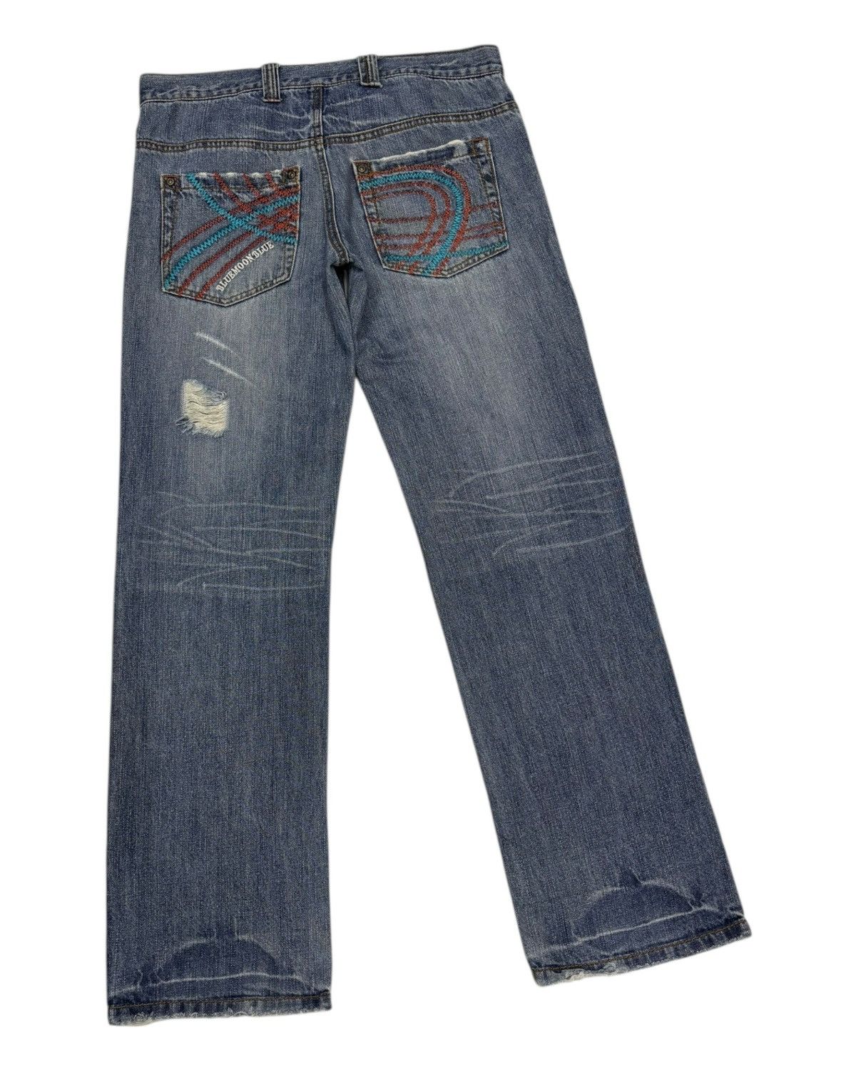 Beauty Beast × Hysteric Glamour Vintage Blue Moon Blue Baggy Jeans DISTRESSED DENIM Size US 34 / EU 50 - 5 Thumbnail