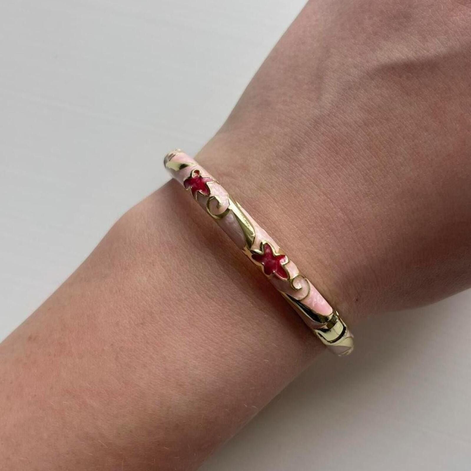 Other Pink & gold floral flower vintage style bracelet Size ONE SIZE - 2 Thumbnail