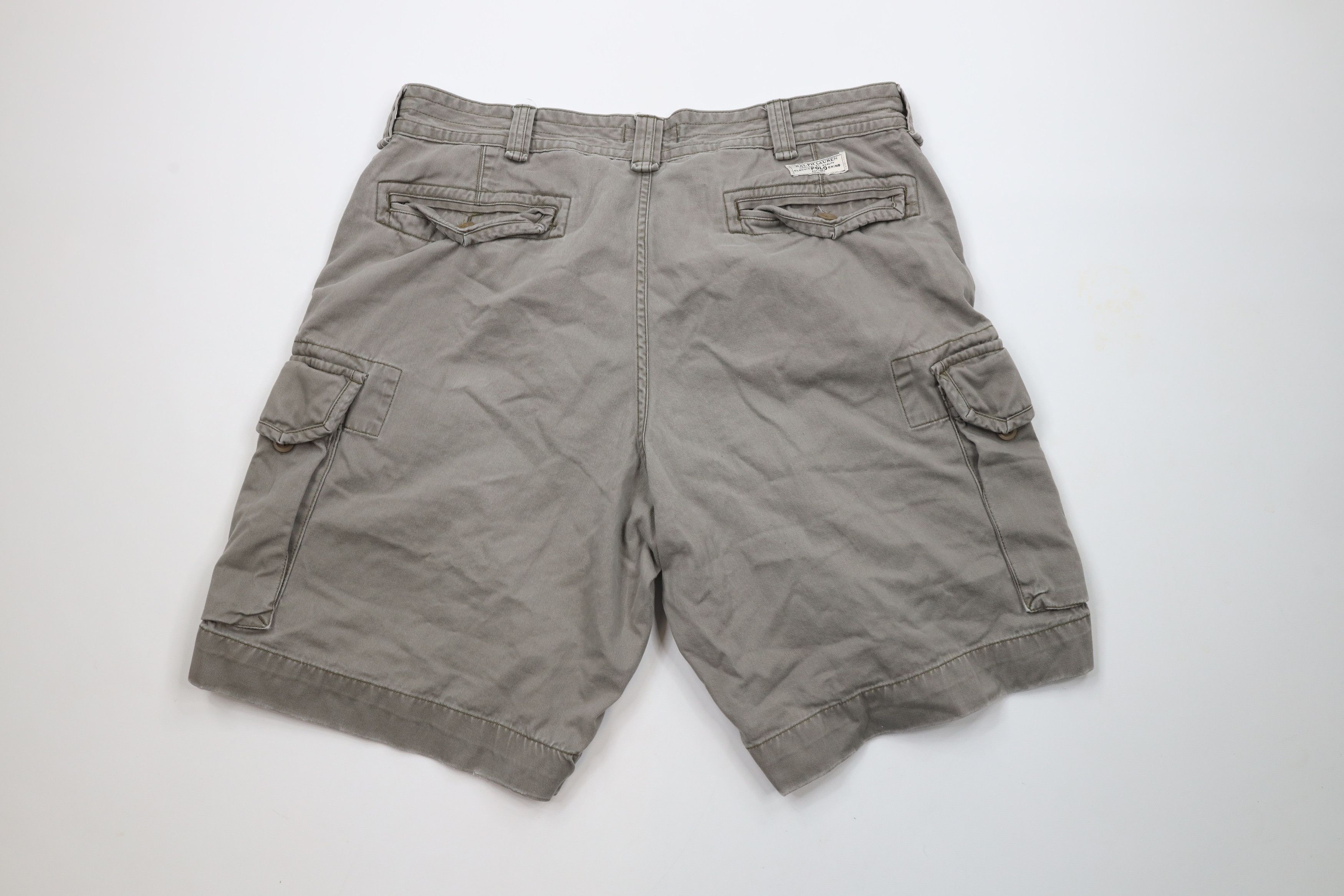 Ralph Lauren × Vintage Vintage Ralph Lauren Chino Cargo Shorts Gray Green Size US 38 / EU 54 - 8 Thumbnail