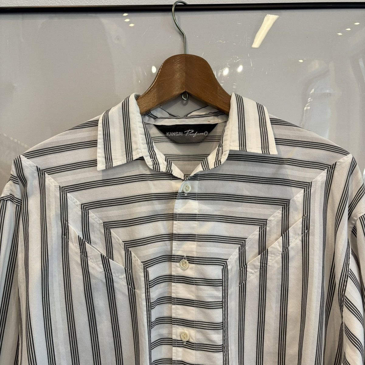 Kansai Yamamoto KANSAI YAMAMOTO STRIPED GEOMETRIC SHIRT Size US M / EU 48-50 / 2 - 2 Thumbnail