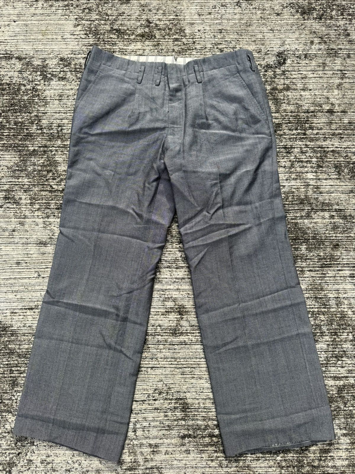 Vintage 1960s Grey Wool Blend Trousers Classic Straight Leg