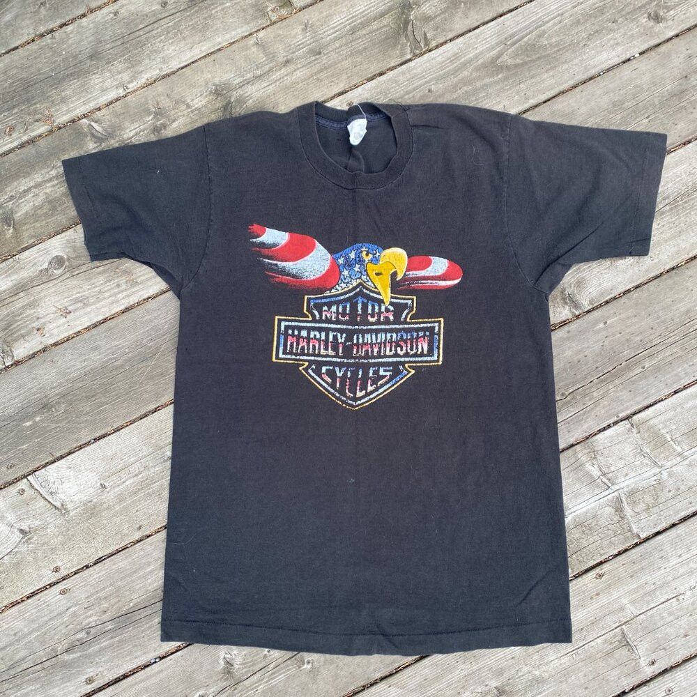 Harley Davidson Vintage 1980s Harley Davidson MotorCycles Eagle T Shirt Fru Size US L / EU 52-54 / 3 - 3 Thumbnail