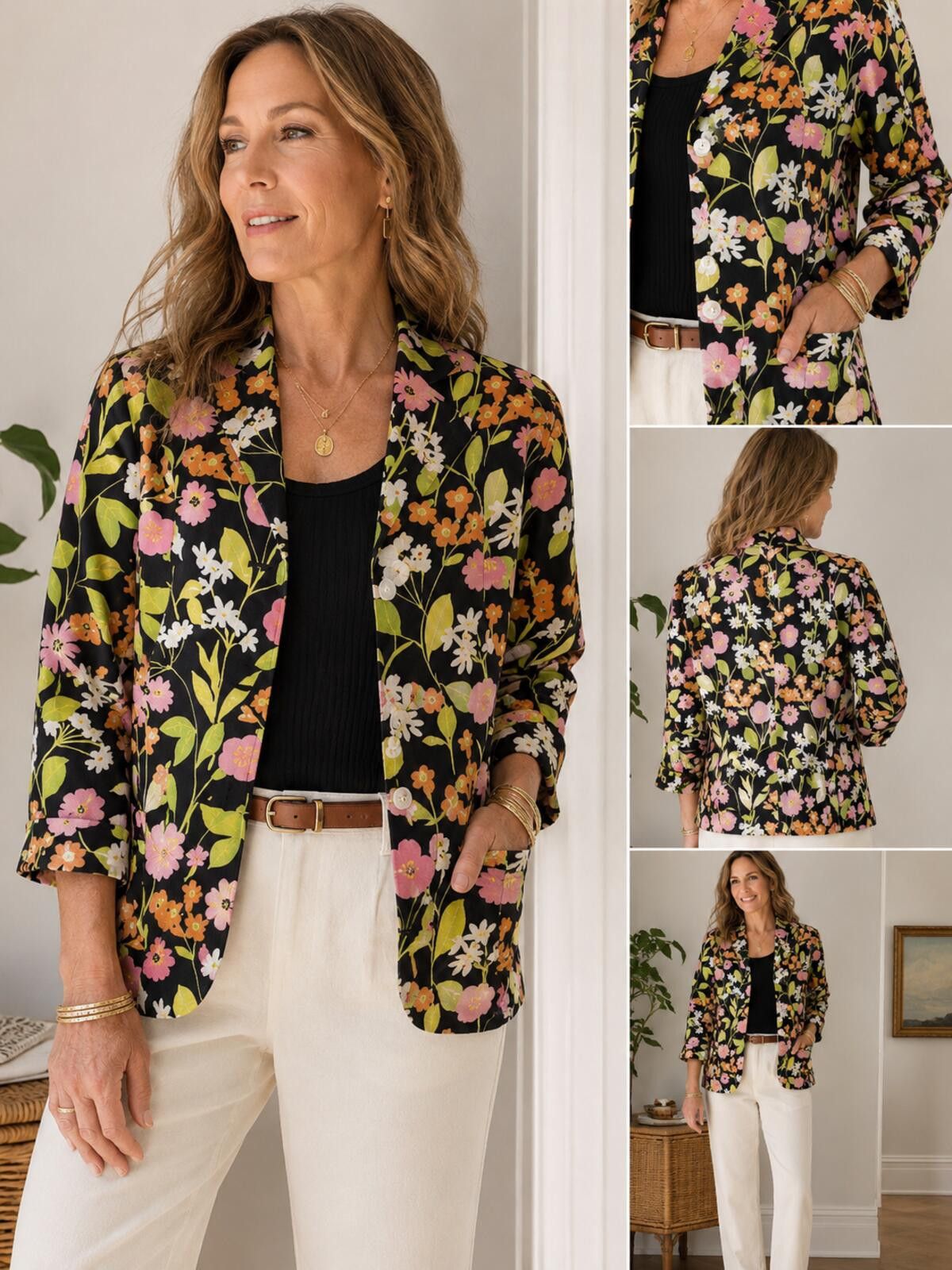 Other Vintage Sigrid Olsen Floral Linen Blend Blazer Size 4 Size S / US 4 / IT 40 - 1 Thumbnail