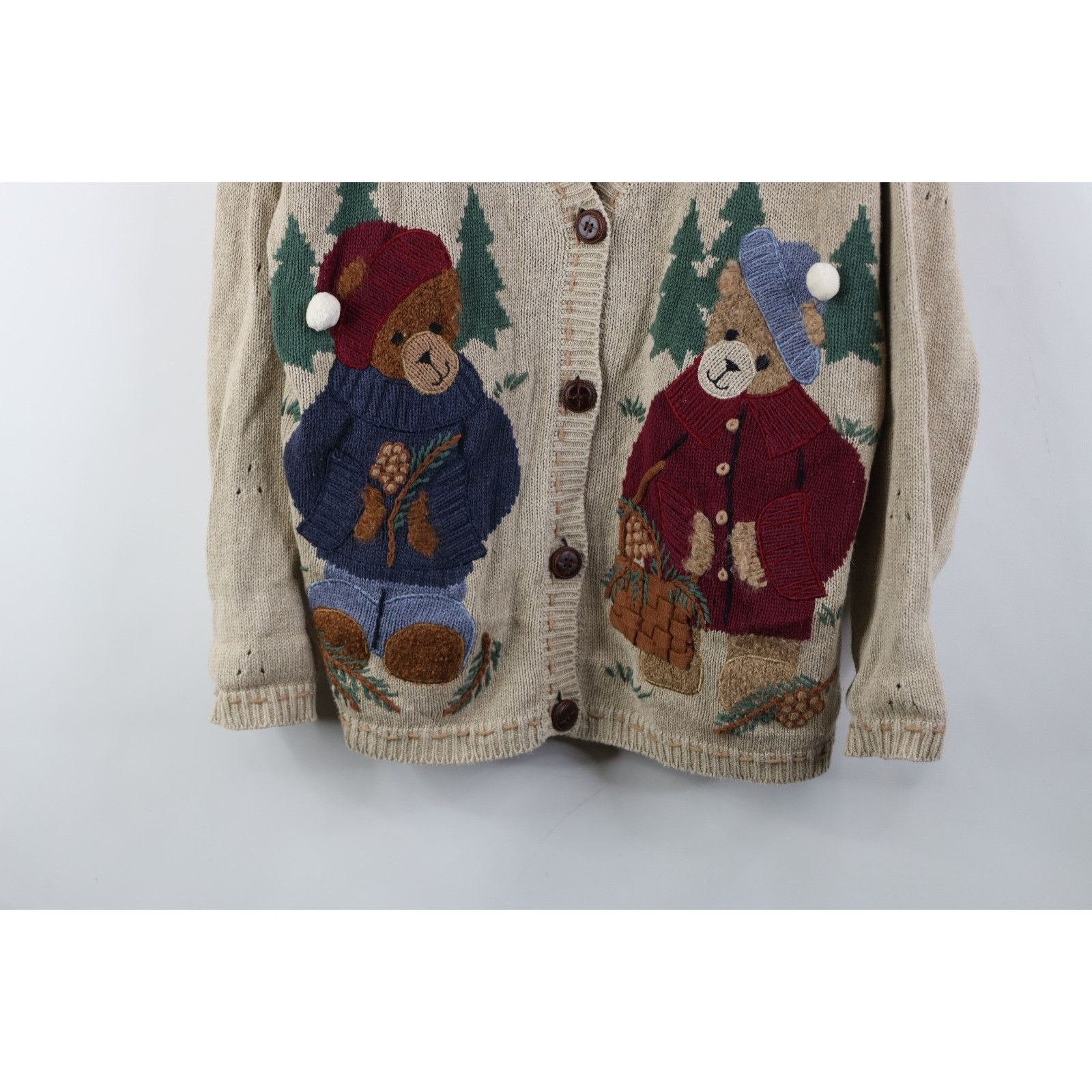 Vintage Vintage 90s Christmas Bear Mohair Blend Cardigan Sweater Size L / US 10 / IT 46 - 3 Thumbnail