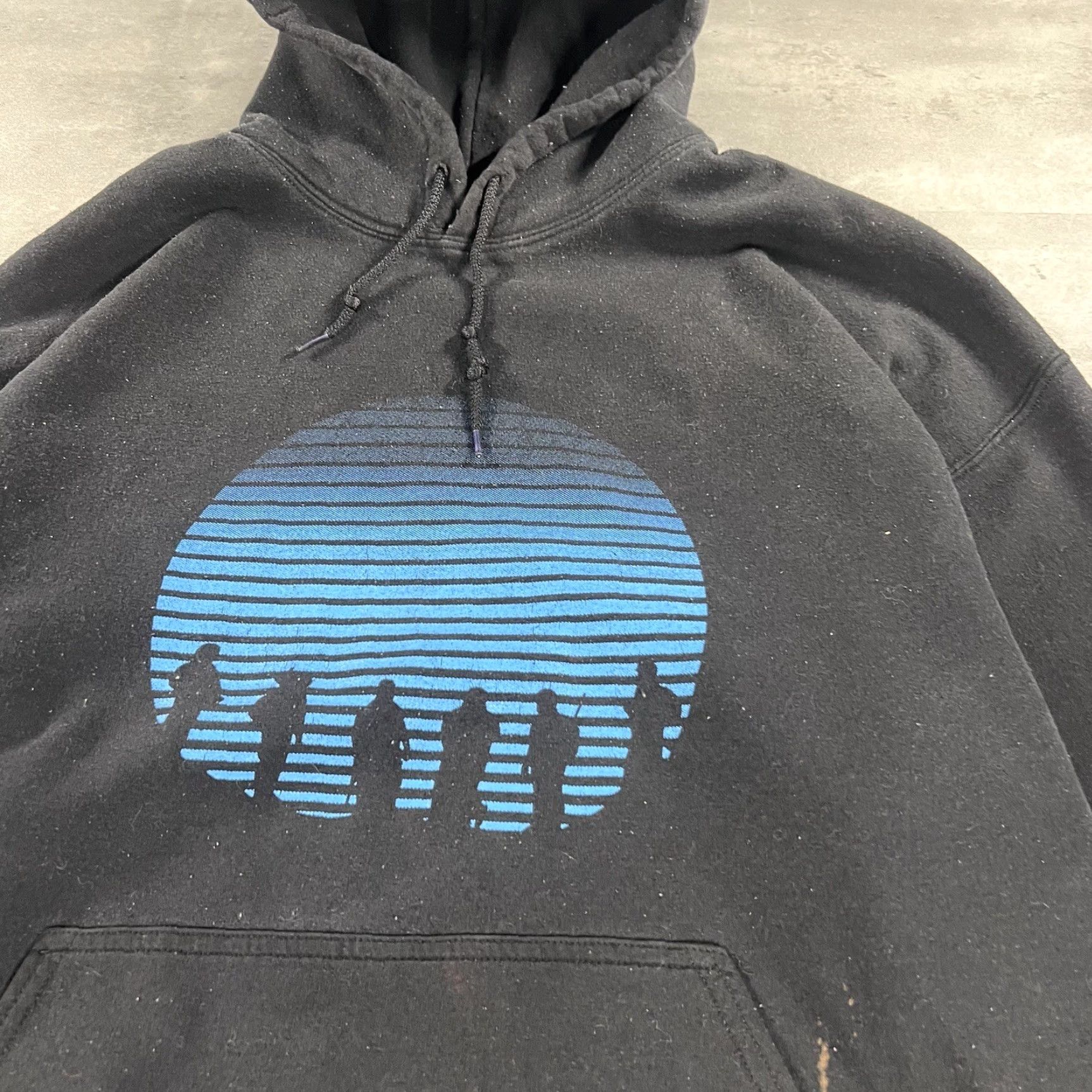 Vintage Grunt Style Hoodie Mens XL Black White Sweatshirt Army Military USA Flag Moon Size US XL / EU 56 / 4 - 4 Thumbnail
