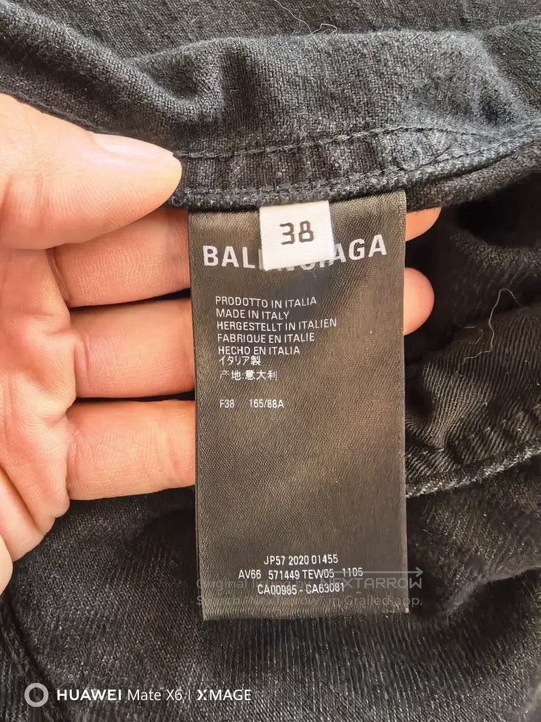 Balenciaga Balenciaga Black Denim Jacket with Crystal Logo on Back Size XS / US 0-2 / IT 36-38 - 4 Thumbnail
