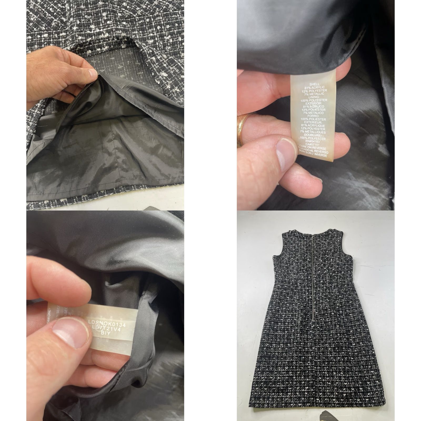 Karl Lagerfeld Karl Lagerfeld Womens Knit Tweed Front Pocket Knee Length Shift Dress Size 6 Size M / US 6-8 / IT 42-44 - 8 Thumbnail