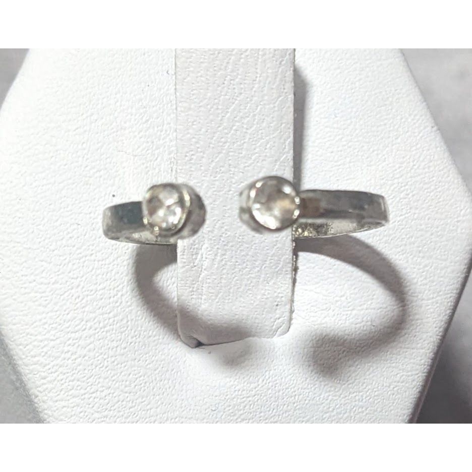 Other Casual Silver Tone Open Top Clear Stone Ring Size 6 1/2 Size ONE SIZE - 1 Thumbnail
