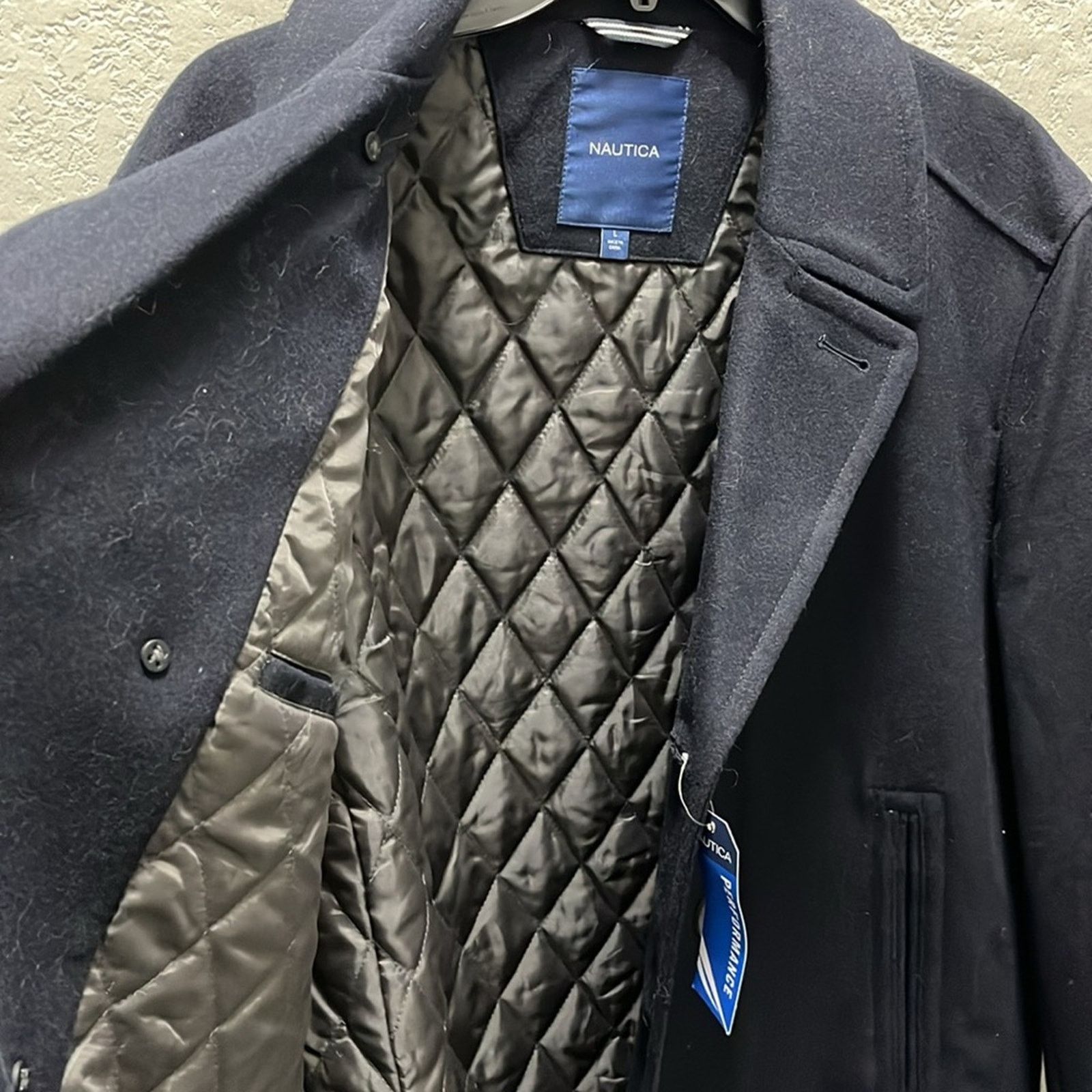 Nautica Nautica Men Large Peacoat Wool Blend Double Coat Dark Blue Size US L / EU 52-54 / 3 - 8 Thumbnail