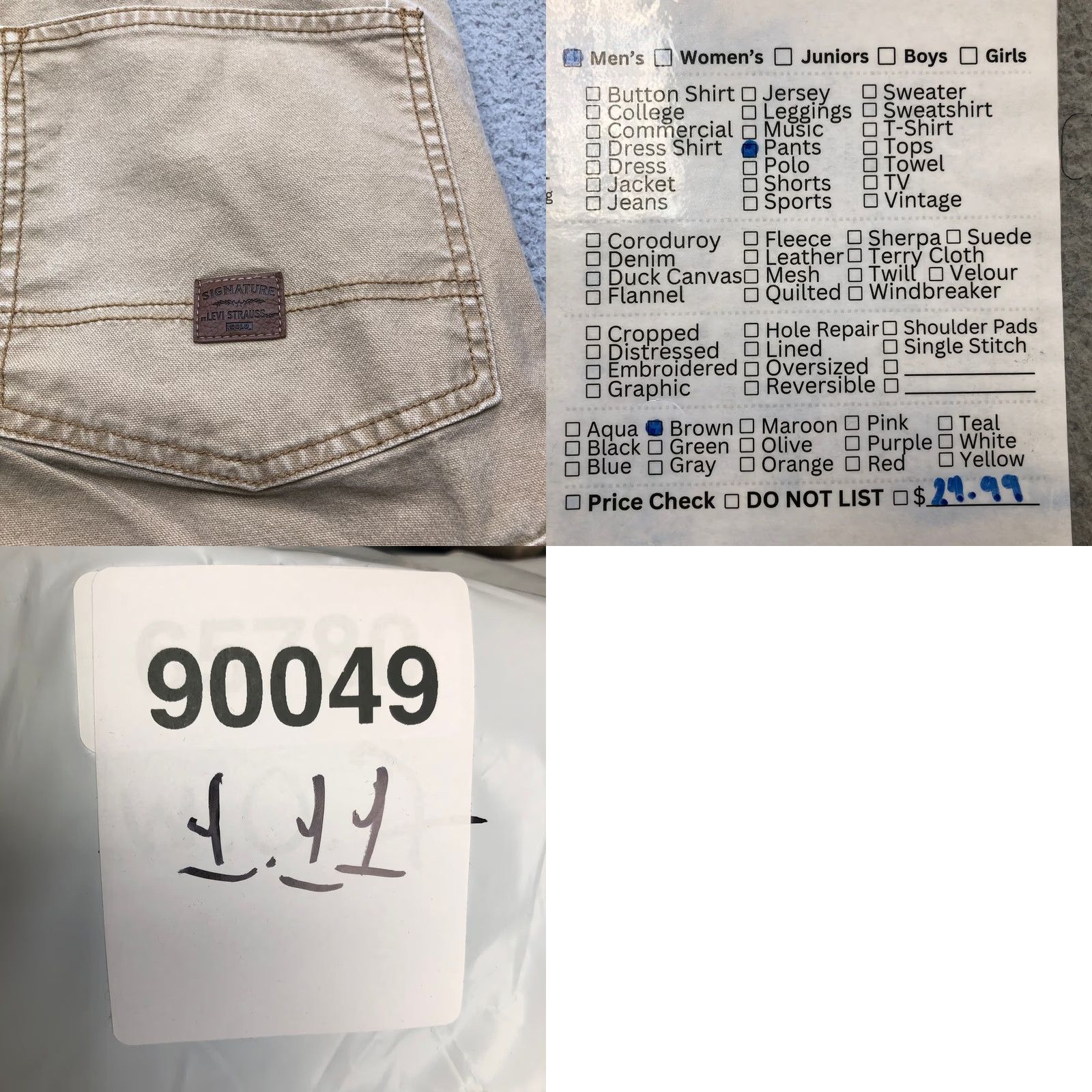 Levi's Signature By Levi's Carpenter Cargo Hiking Pants Mens 38x30 Brown Size US 38 / EU 54 - 8 Thumbnail
