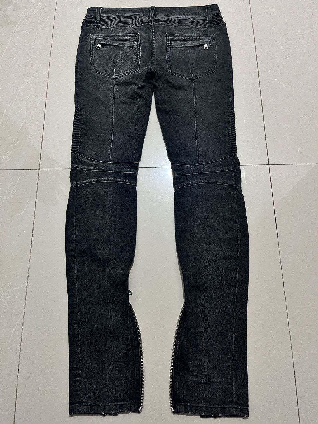 Balmain SS2011 BALMAIN BY DECARNIN SAFETY PIN ZIP BIKER JEANS Size US 30 / EU 46 - 2 Thumbnail