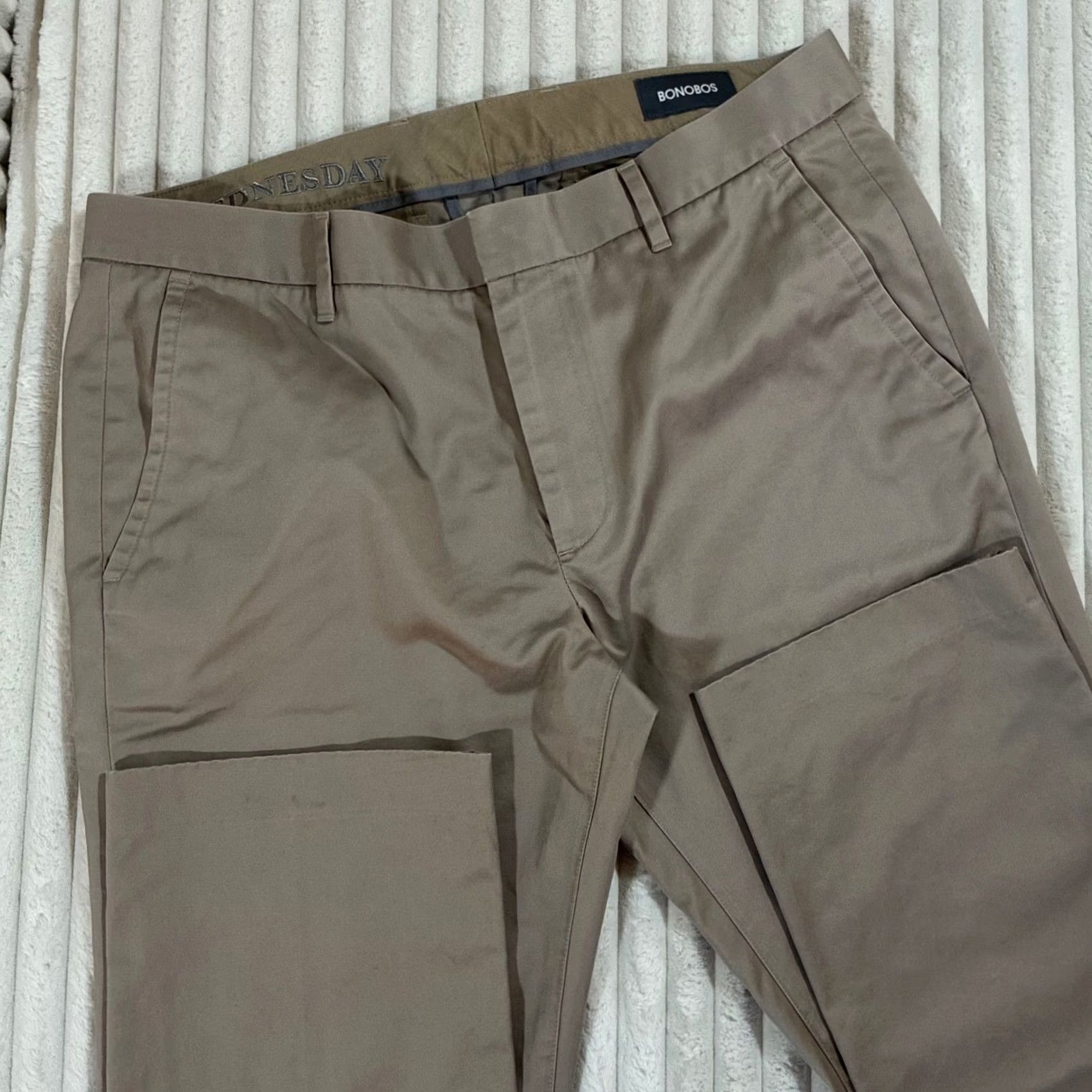 Bonobos Bonobos Chinos Pants Mens 33x30 Slim Fit Beige Flat Front Casual Size US 33 - 3 Thumbnail
