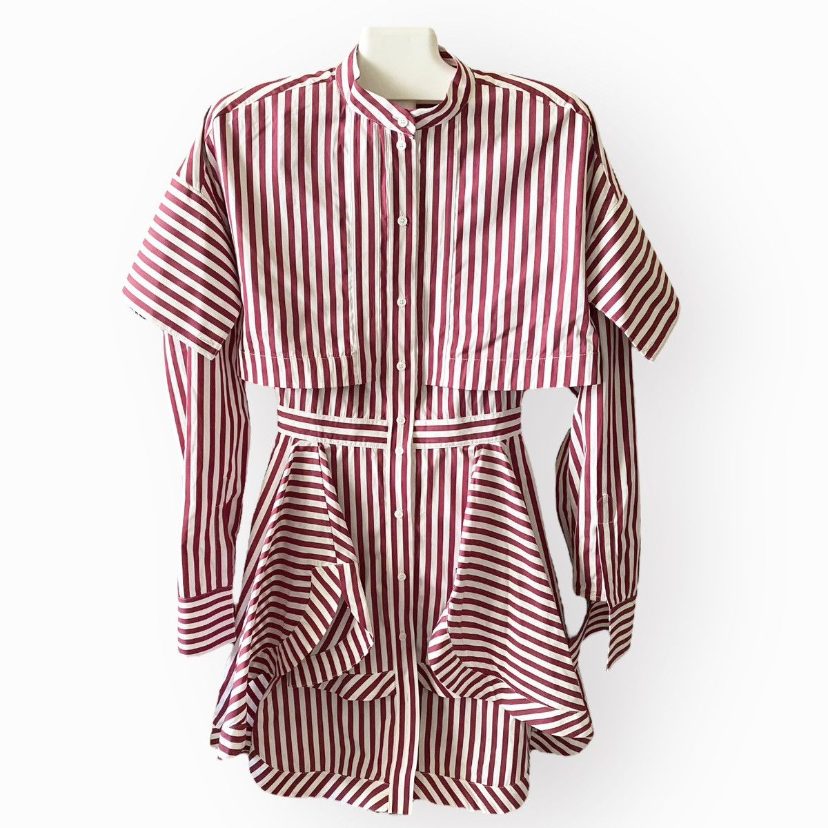 Alexander McQueen Fall18 Runway Ruffled Striped Cotton Poplin Mini Dress Size XS / US 0-2 / IT 36-38 - 5 Thumbnail