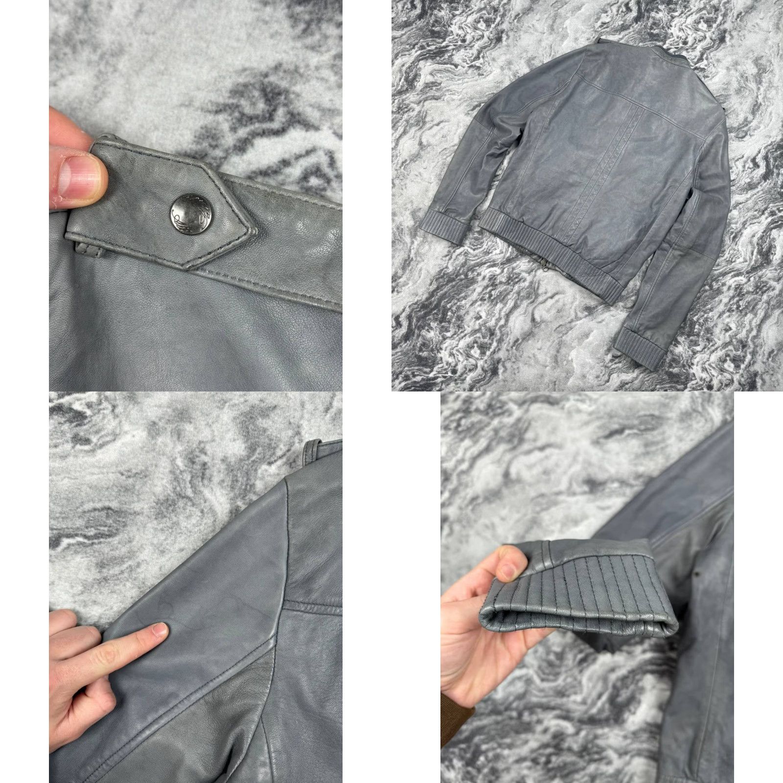 Allsaints AllSaints Jacket Bomber Shirt Men Gray M Leather Zip Zip Front Biker 00s Y2K Casual Spring Fall Winter Mens Size US M / EU 48-50 / 2 - 9 Thumbnail
