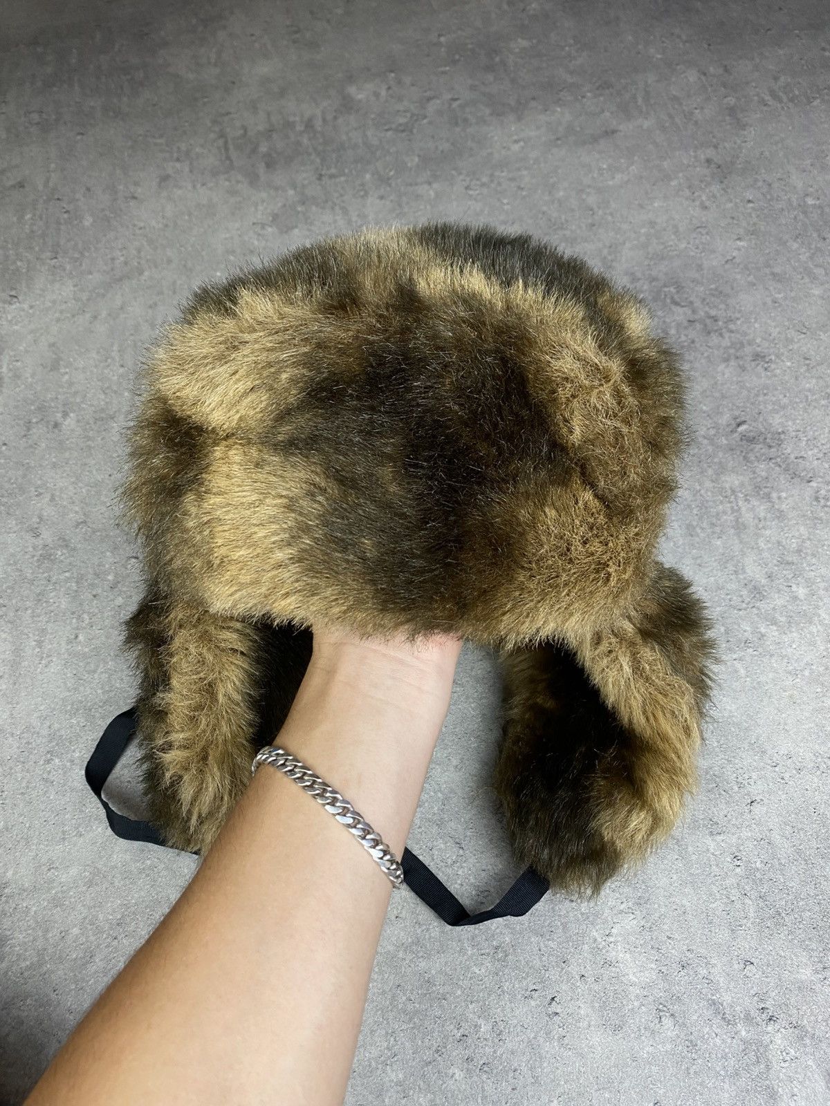 Japanese Brand Vintage Faux Fur Ushanka Hat – Brown Camo Look Y2K Streetwea Size ONE SIZE - 2 Thumbnail