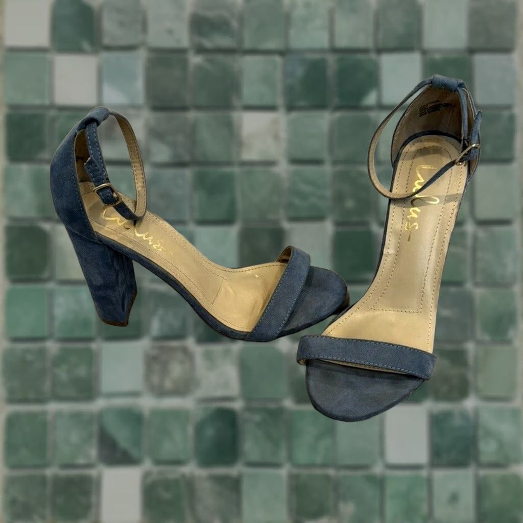 Lulus Lulus Blue Suede Ankle Strap Heels Women's Size 7 Size US 7 / IT 37 - 1 Thumbnail