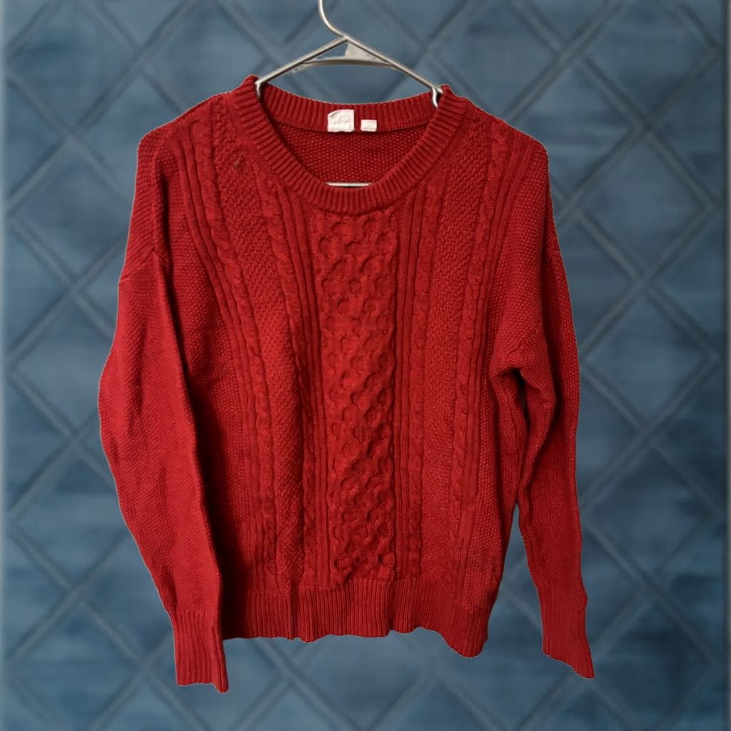 Gap Gap Sweater Womens Size M Red Stretch Cable Knit Pullover Long Sleeve Size M / US 6-8 / IT 42-44 - 1 Thumbnail