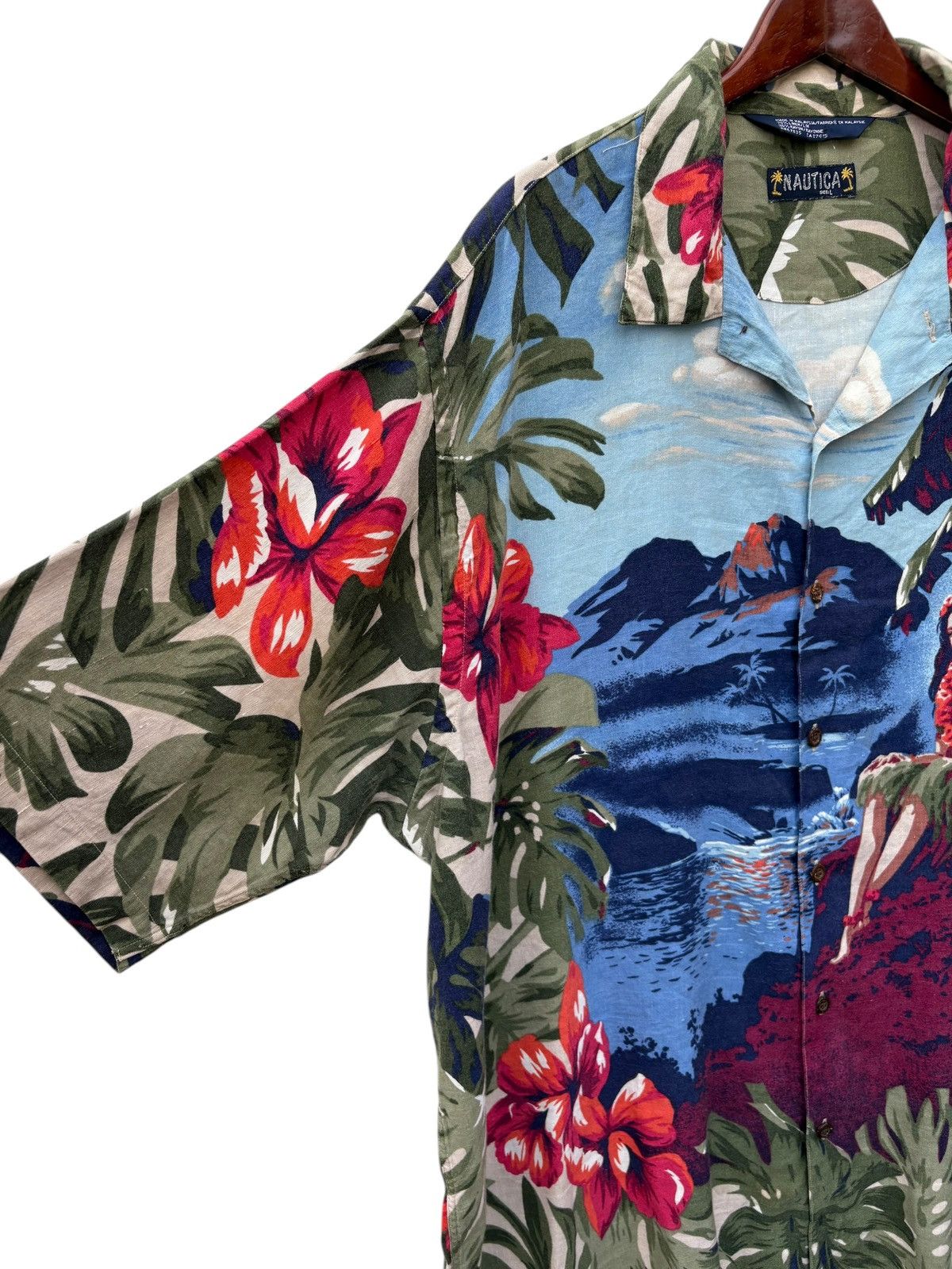 Nautica Vintage Nautica Floral Hulla Girl Big Size Hawaiian Shirt Size US XXL / EU 58 / 5 - 5 Thumbnail