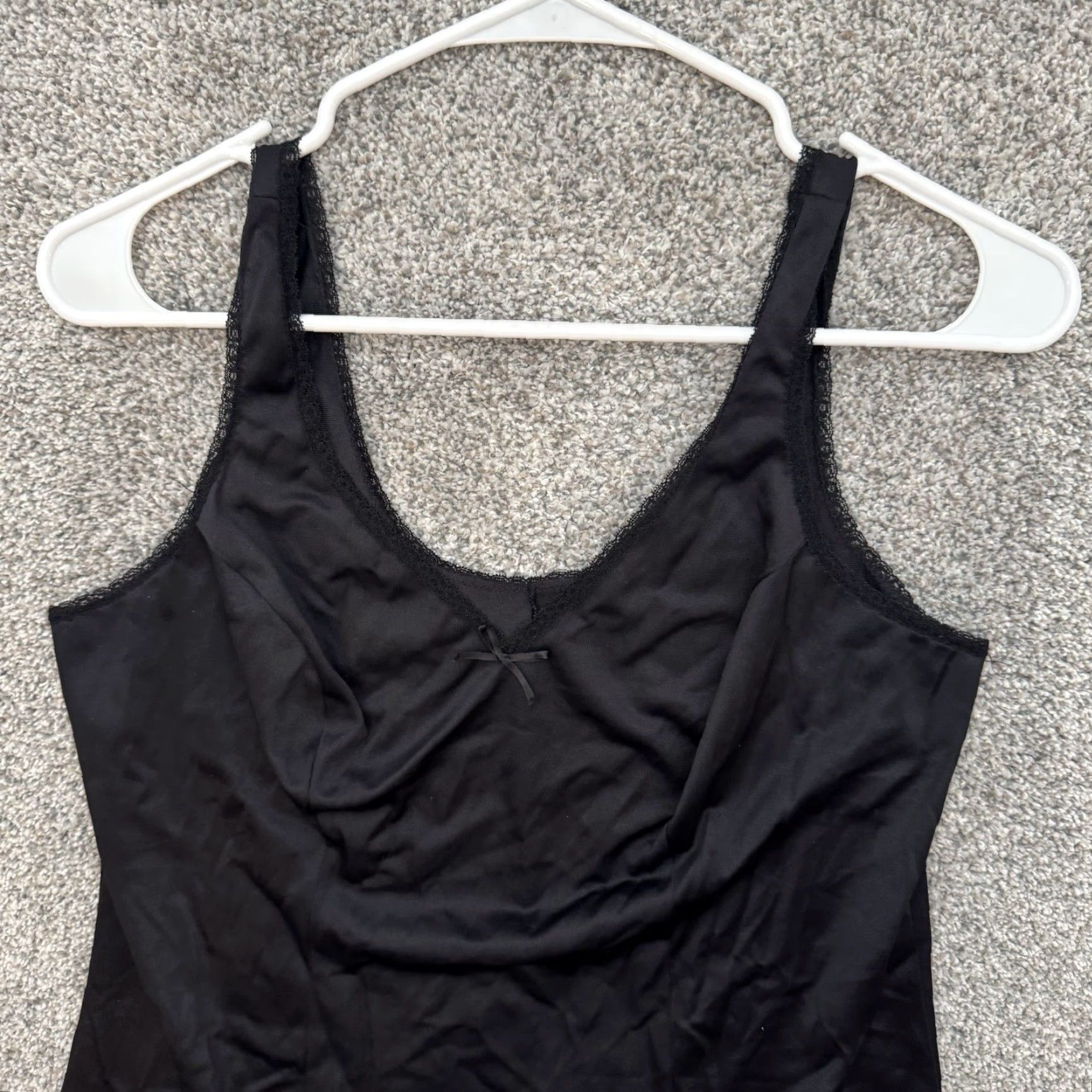 Vintage VINTAGE Lorraine Cami 38 Bow Lace Romantic Goth Whimsigoth USA Lingerie Noir Camisole Black Tank Women 80s Bow Womens Size ONE SIZE - 4 Thumbnail